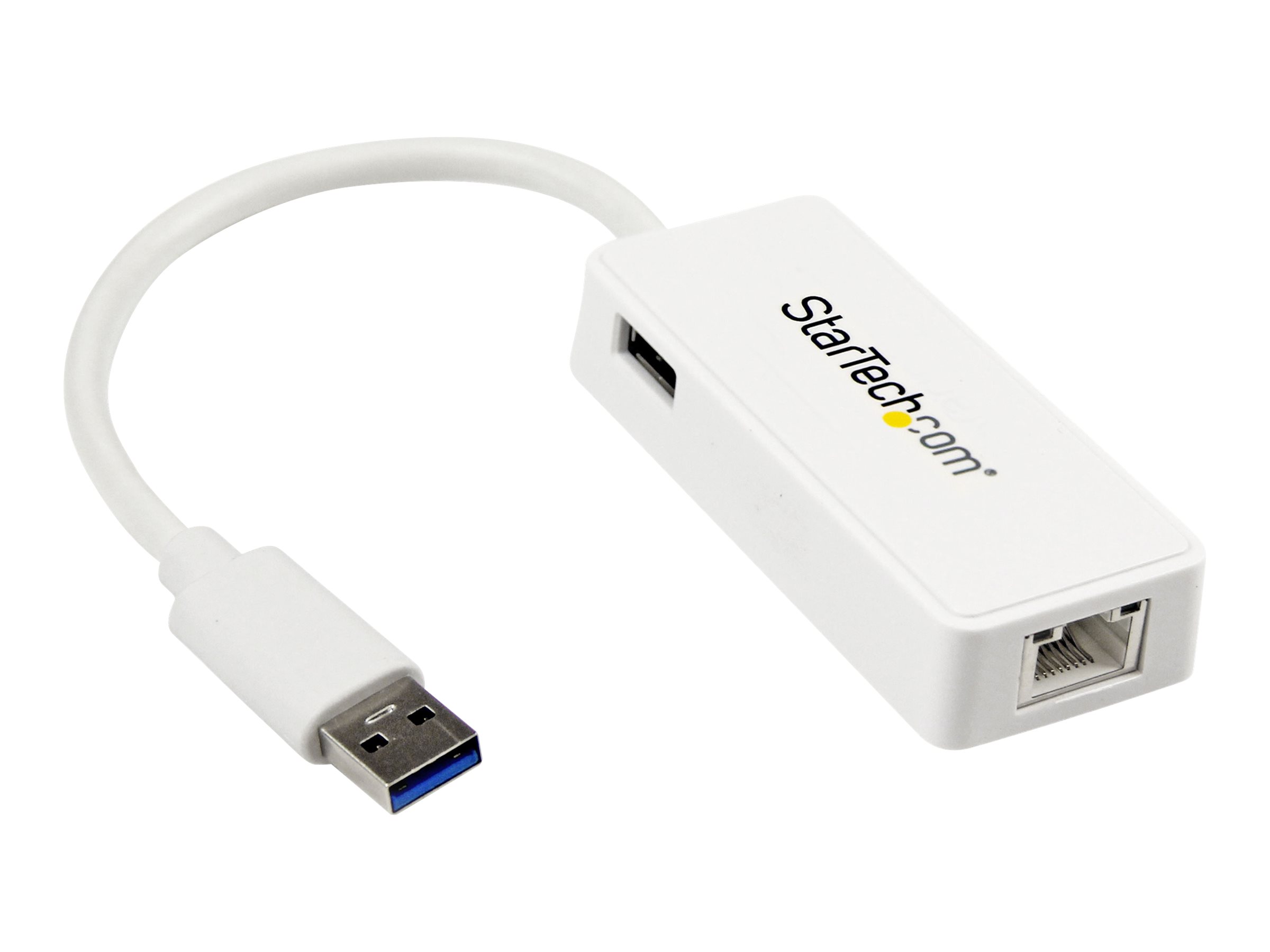 StarTech.com USB 3.0 SuperSpeed auf Gigabit Ethernet Lan Adapter mit USB Port - 10/100/1000 RJ45 NIC Netzwerkadapter - St/Bu - Weiß - Netzwerkadapter - USB 3.0