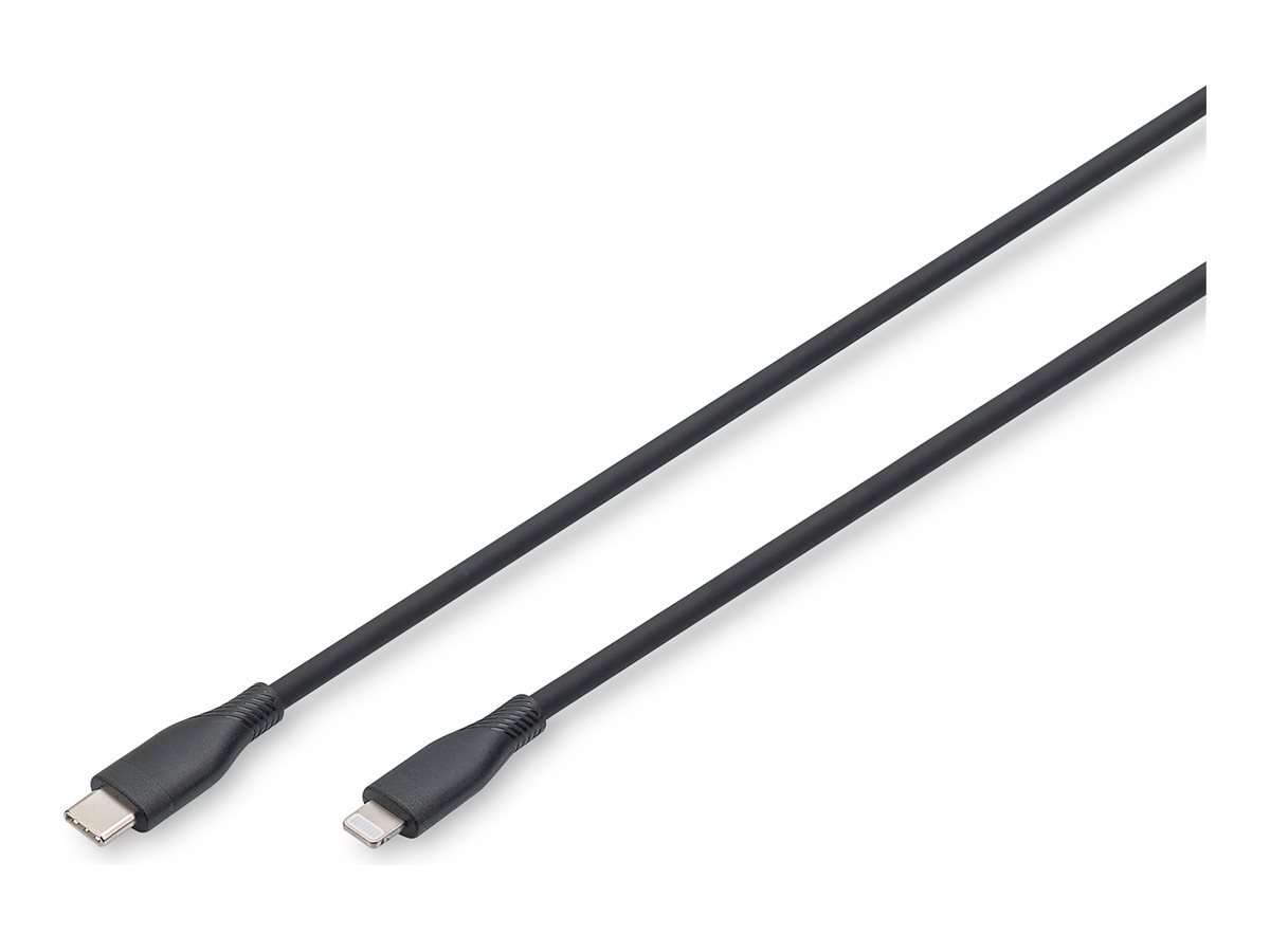 DIGITUS Lightning Silikon Anschlusskabel, USB-C - Lightning, 2m, schwarz