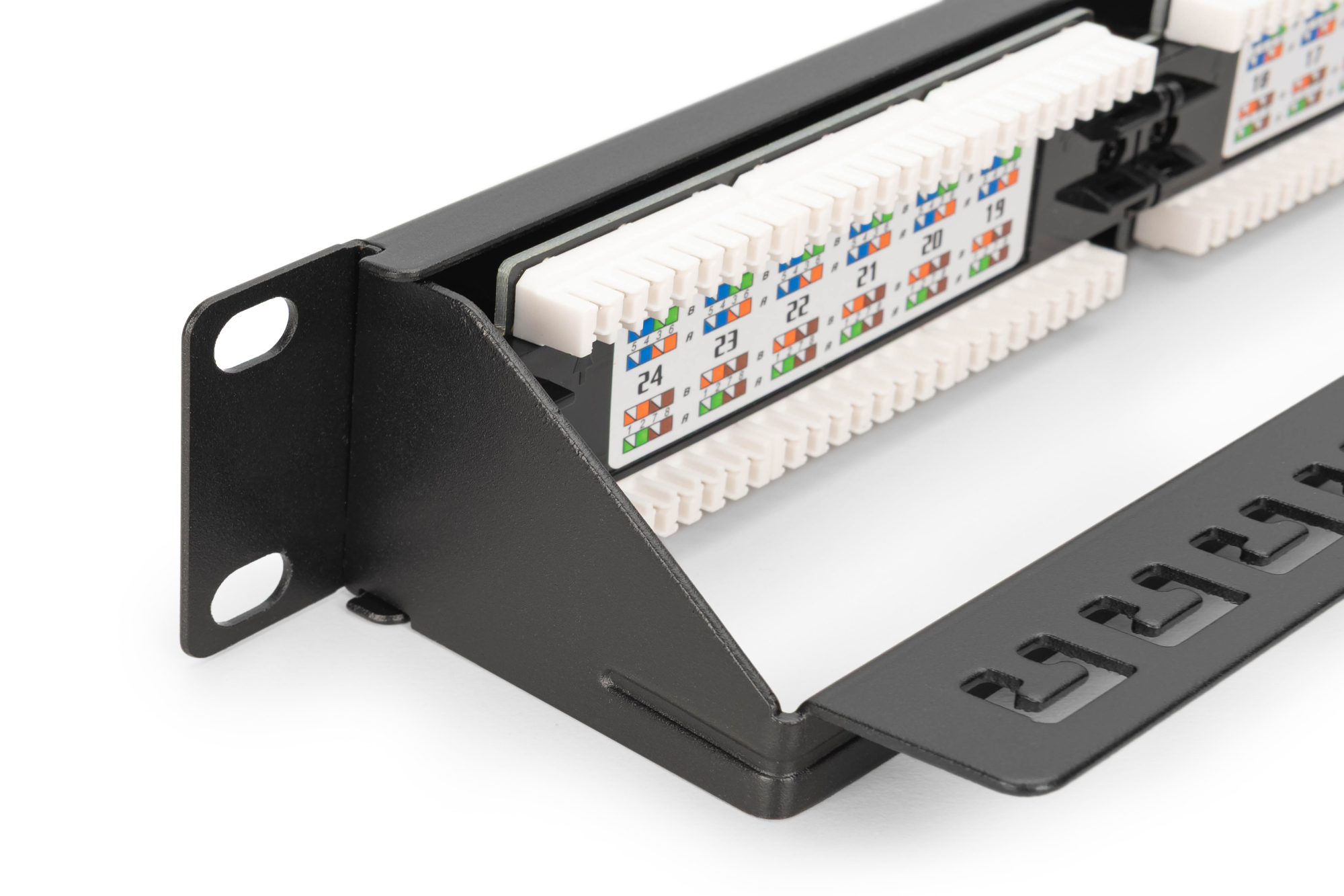 DIGITUS Patch Panel - class E - Rack montierbar - CAT 6 - UTP - RJ-45 X 24 - RAL 9005, Schwarz - 1U - 48.3 cm (19), Ansicht 3