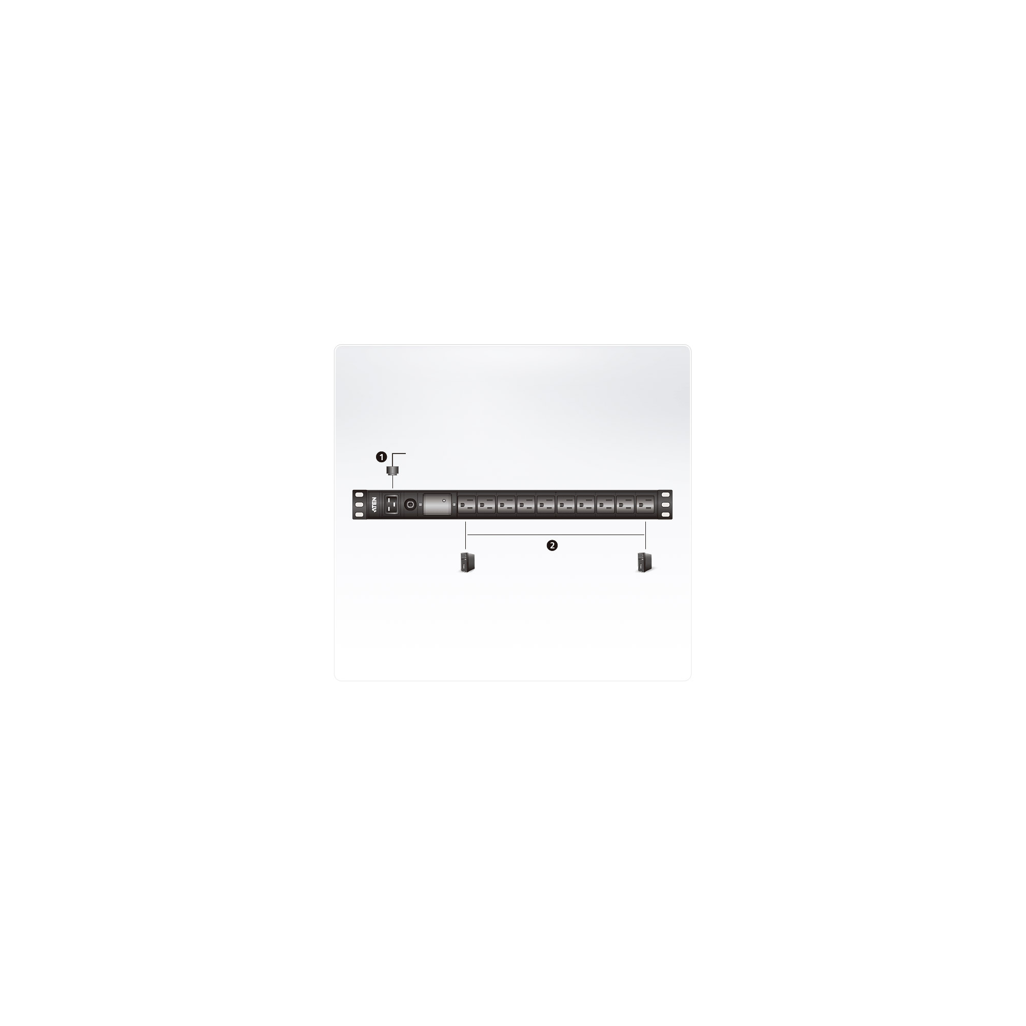 ATEN Basic PDU Series PE0210SG - Stromverteilungseinheit (Rack - einbaufähig), Ansicht 2