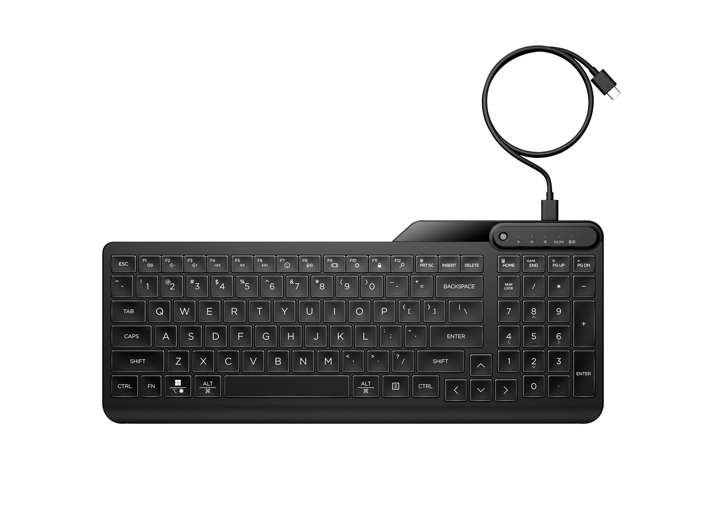 HP 400 - Tastatur - kompakte Größe, 2-Zonen-Layout, 12 programmierbare Tasten, Multi-Device - TL: US, QWERTY, Ansicht 3