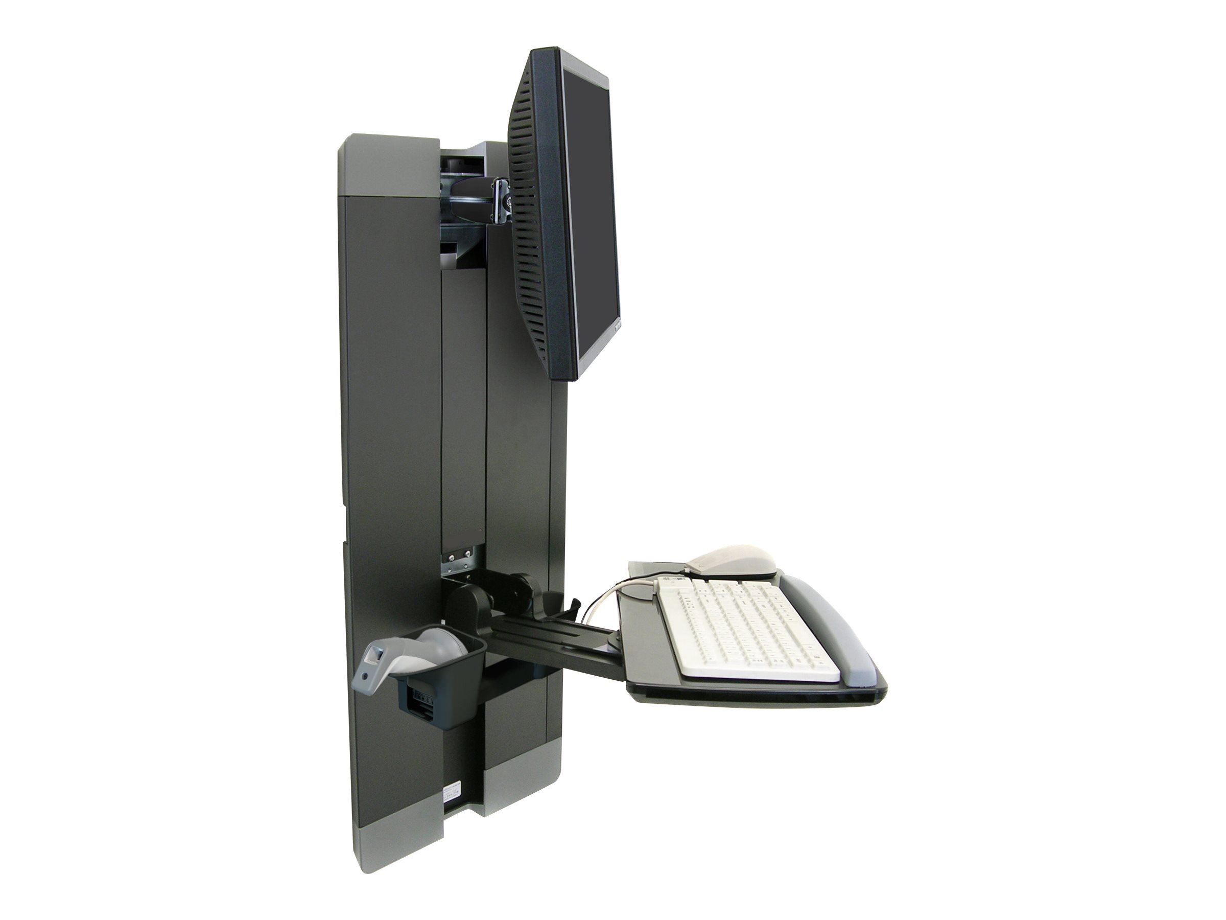 Ergotron Befestigungskit (Wandmontage Tastaturarm Handgelenkkissen Maushalterung vertikale Verstellschiene) - für LCD-Display  PC-Ausrüstung - Patientenzimmer - Stahl - Schwarz - Bildschirmgröße: 61 cm (24)