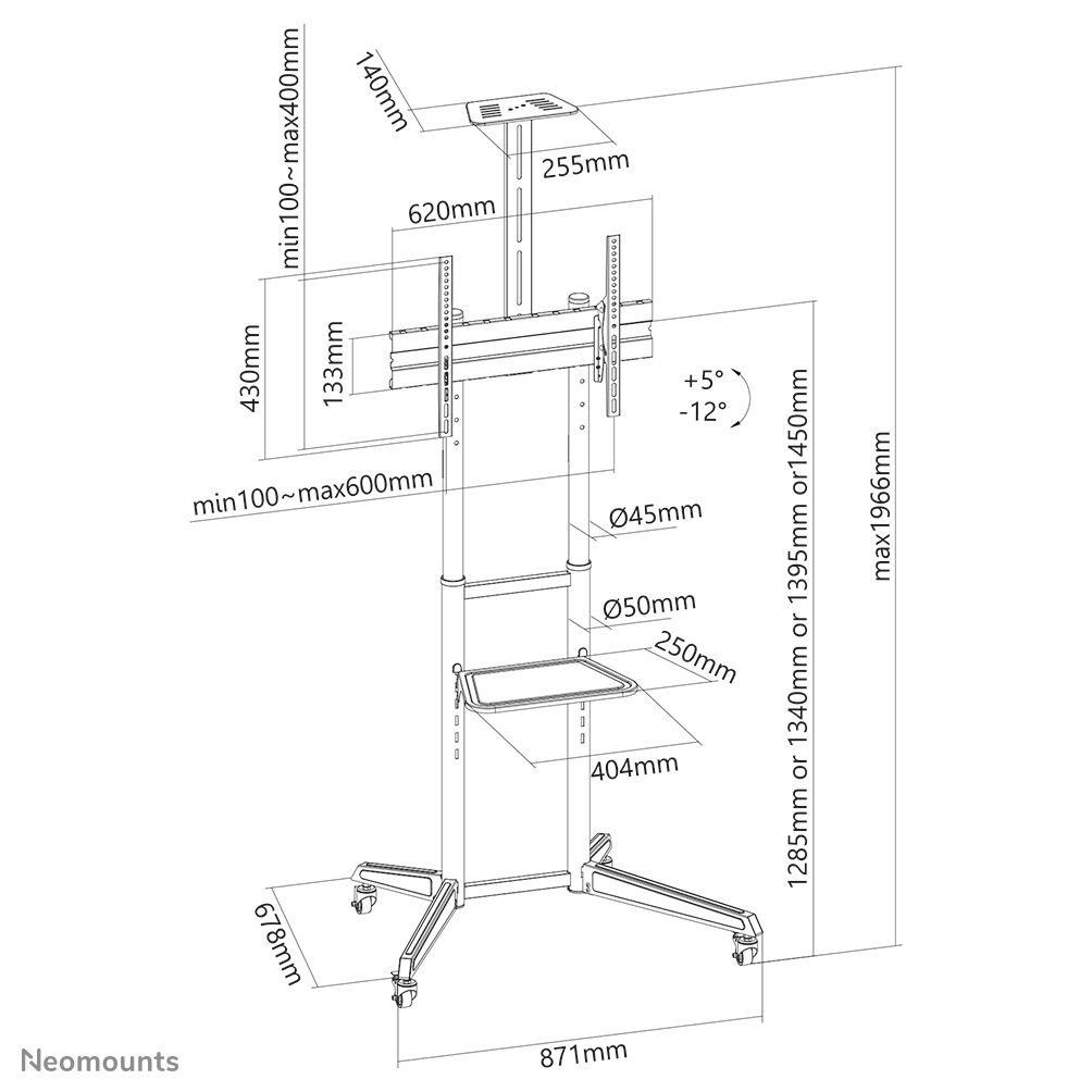 Neomounts by Newstar FL50-550BL1 - Wagen - für Flachbildschirm / AV-Ausrüstung - Schwarz, Ansicht 2