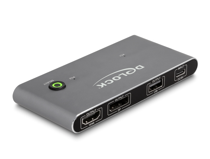 Delock KVM-/Audio-/USB-Switch - HDMI and DisplayPort 8K MST with USB 2.0, Ansicht 2