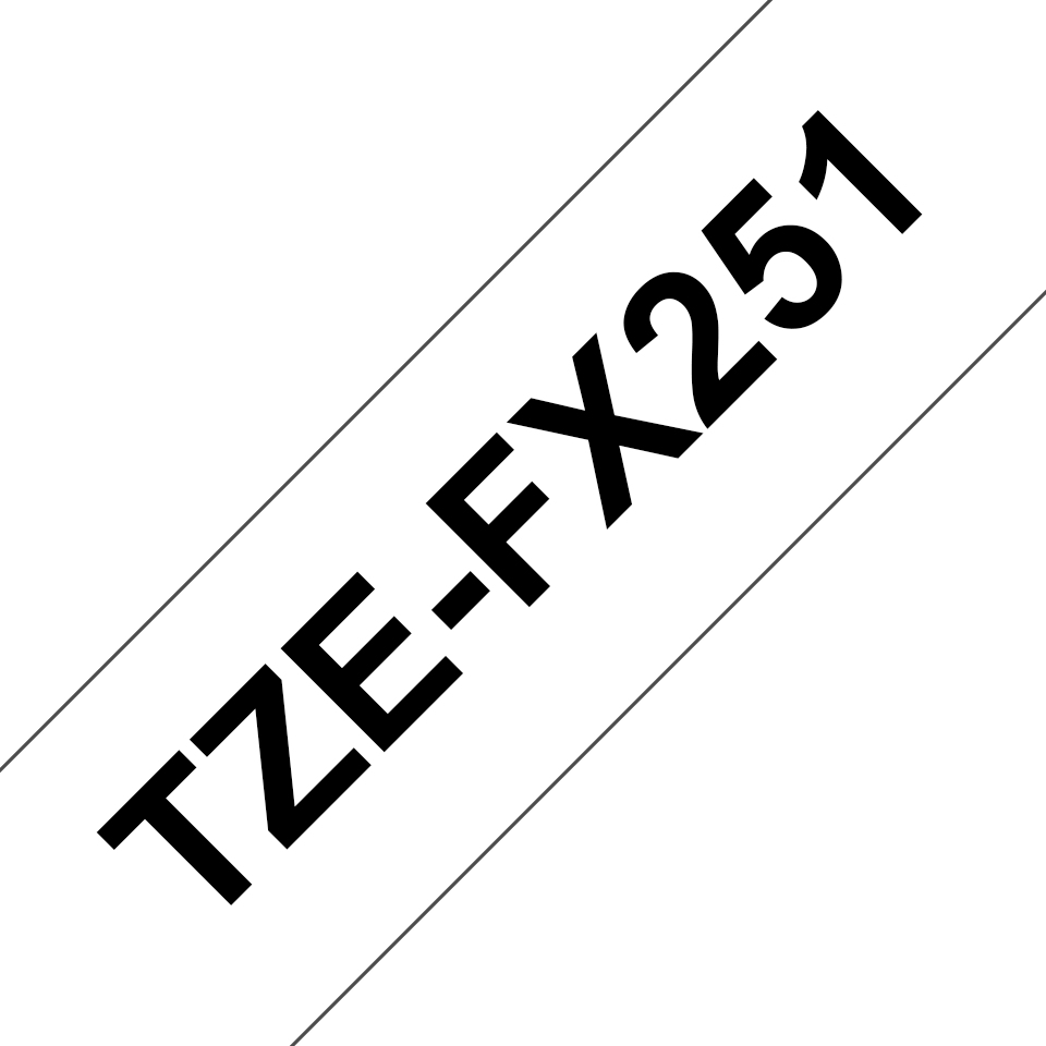 Brother TZe-FX251 - Klebstoff - Schwarz auf Weiß - Rolle (2,4 cm x 8 m), Ansicht 2