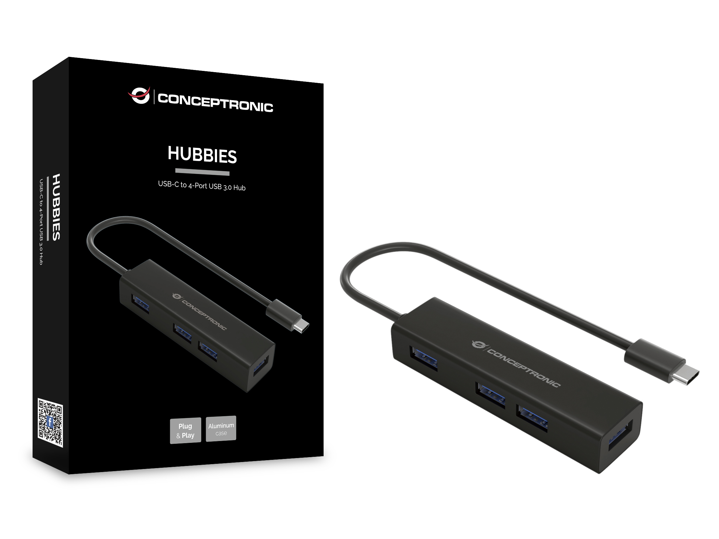Conceptronic HUBBIES07B - Hub - 4 x SuperSpeed USB 3.0, Ansicht 2