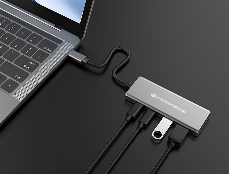 Conceptronic HUBBIES15G - USB 3.2 Gen 2 (3.1 Gen 2) Type-C - USB 3.2 Gen 2 (3.1 Gen 2) Type-A - USB 3.2 Gen 2(3.1 Gen 2), Ansicht 4