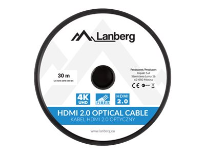 Lanberg CA-HDMI-20FB-0300-BK - 30 m - HDMI Typ A (Standard) - HDMI Typ A (Standard) - 3D - 18 Gbit/s - Schwarz, Ansicht 2