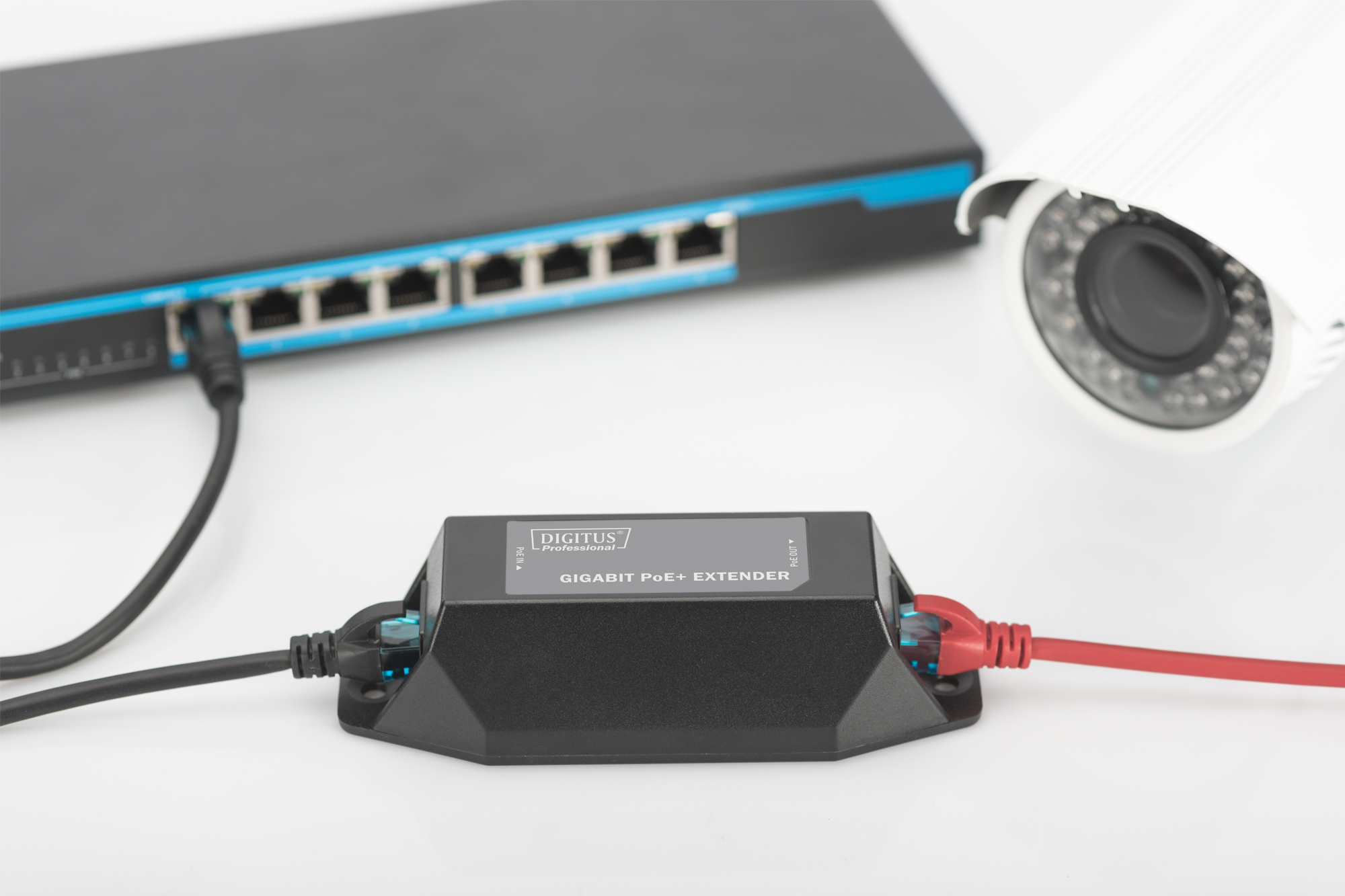 DIGITUS Gigabit Ethernet PoE+ Repeater, 802.3at, 22 W, Ansicht 2