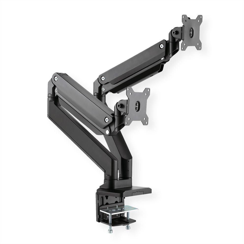ROLINE Dual LCD Monitor Stand Pneumatic - Befestigungskit (Spannbefestigung für Tisch, 2 einstellbare Arme), Ansicht 2