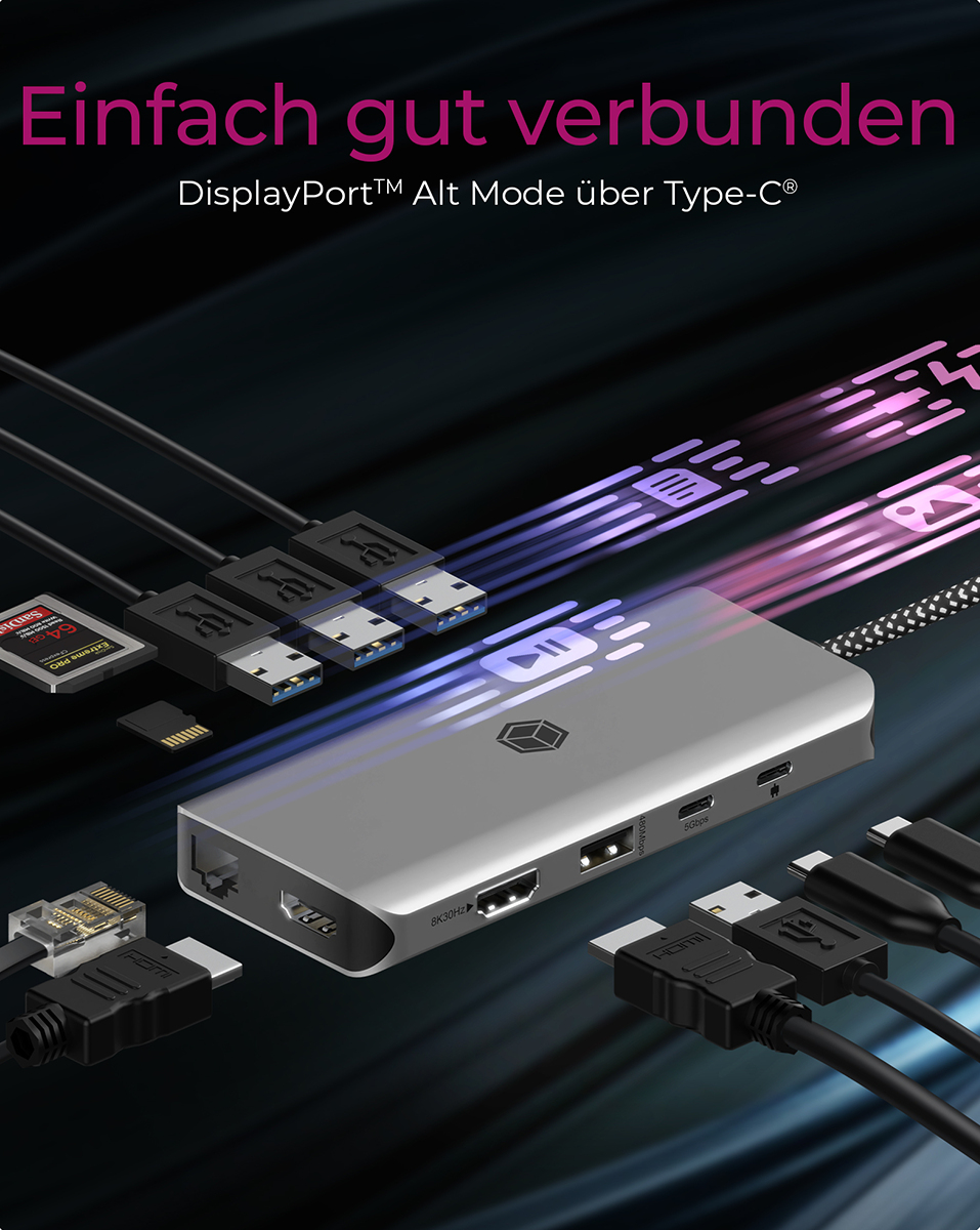ICY BOX D ICY BOX IB-DK4061-CPD USB-C 12-Port 100W DockingStation, Ansicht 4