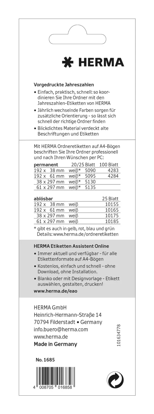HERMA Jahreszahlen 2025 Rot, Ansicht 2