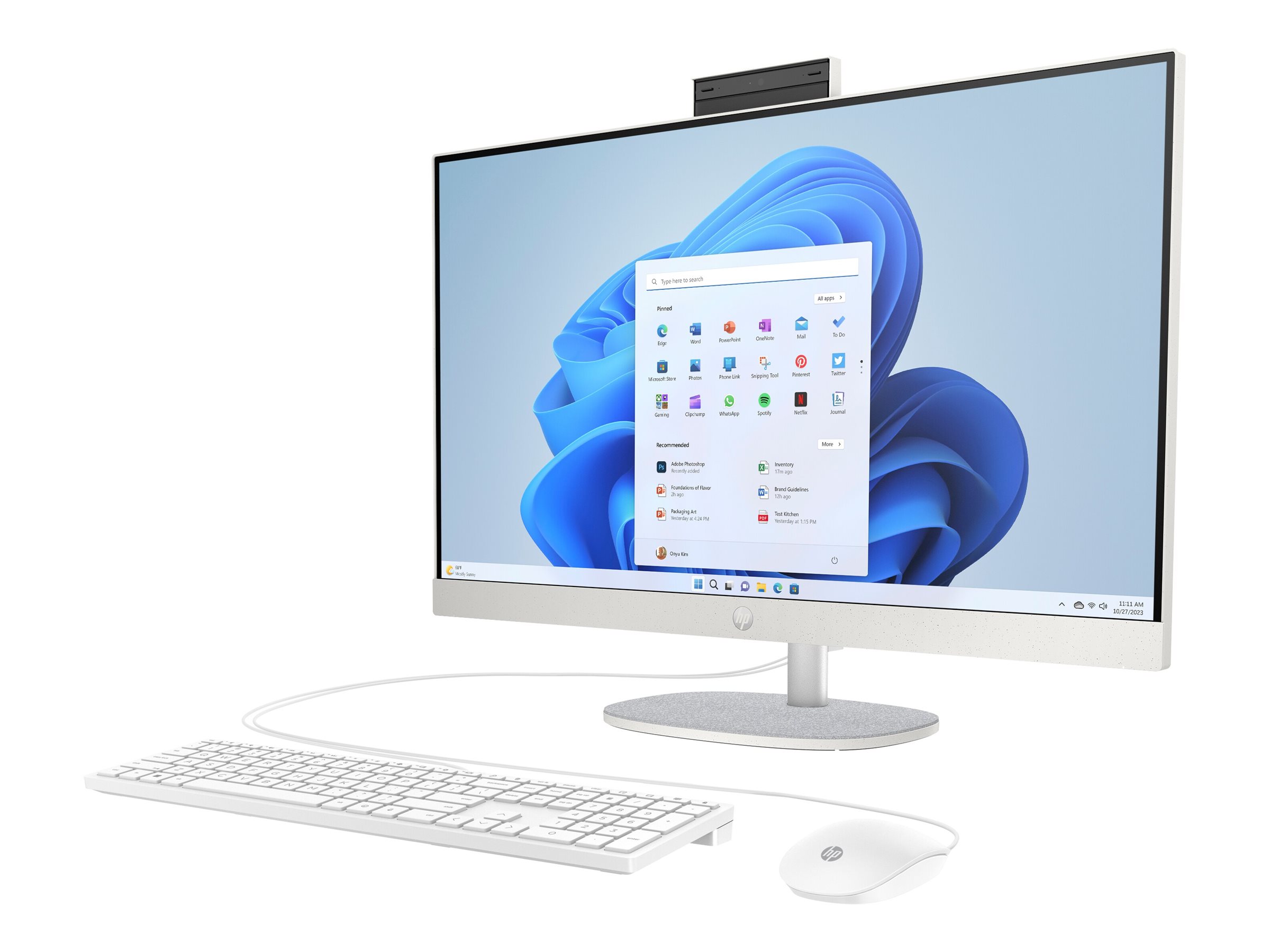 HP 27-cr0007ng - All-in-One (Komplettlösung) - Ryzen 5 7520U / 2.8 GHz - RAM 16 GB - SSD 512 GB - NVMe - Radeon Graphics - 1GbE, Wi-Fi 6, Bluetooth - WLAN: 802.11a/b/g/n/ac/ax, Bluetooth 5.4 - Win 11 Home - Monitor: LED 68.6 cm (27")