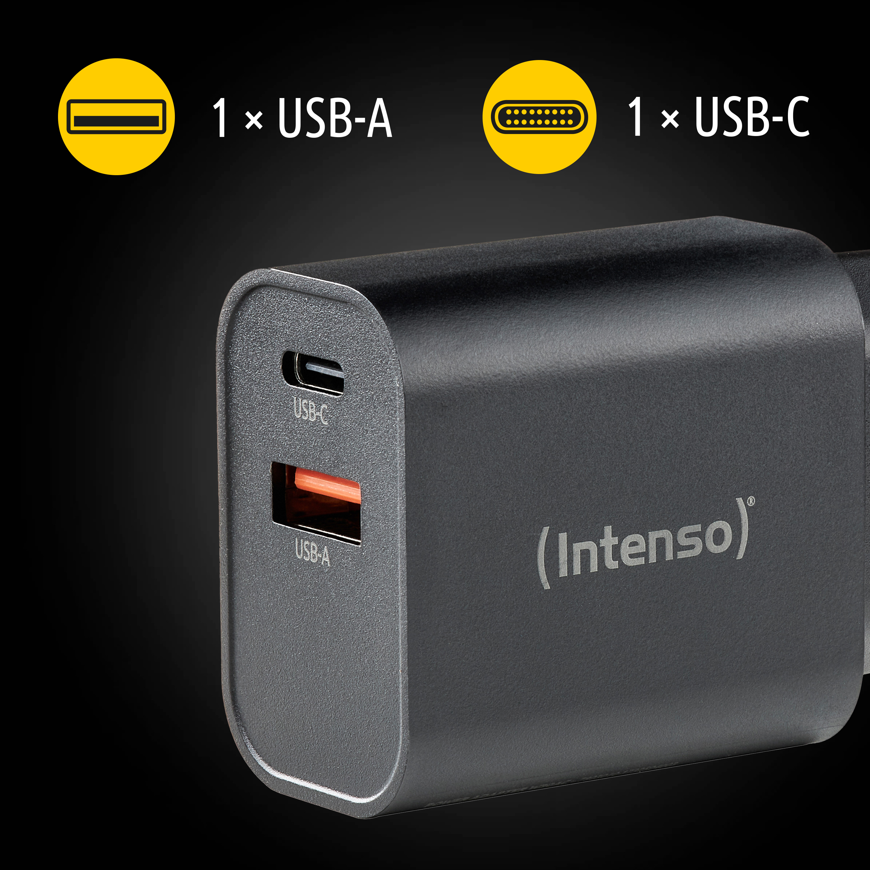 Intenso W30AC black Adapter 30 W USB-A USB-C Schwarz, Ansicht 4