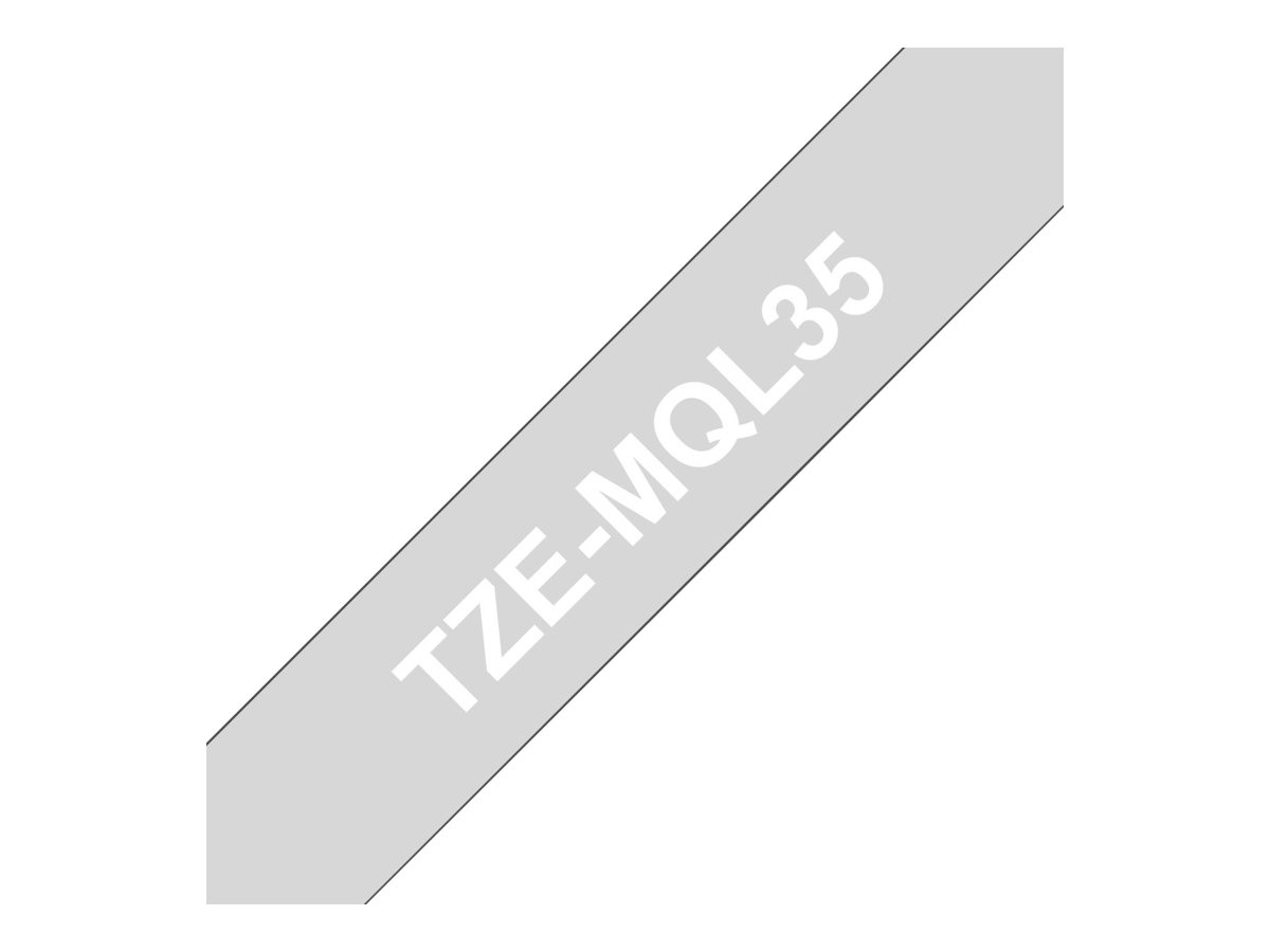 Brother TZe-MQL35 - Matt - Weiß auf Hellgrau - Rolle (12 cm x 5 m)