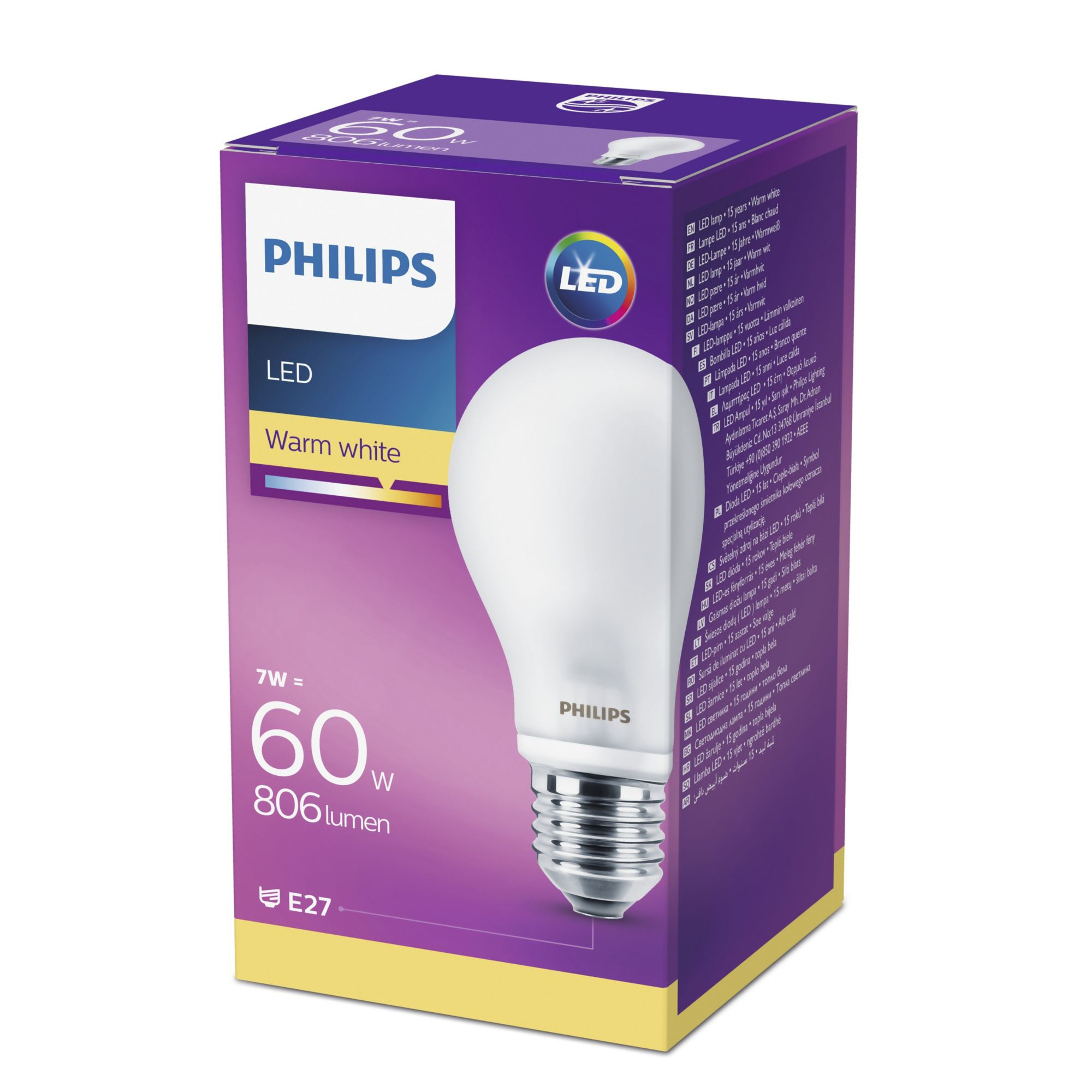 Philips Classic LEDBulb - LED-Lampe - Form: A60 - matt Finish - E27 - 7 W (Entsprechung 60 W), Ansicht 2