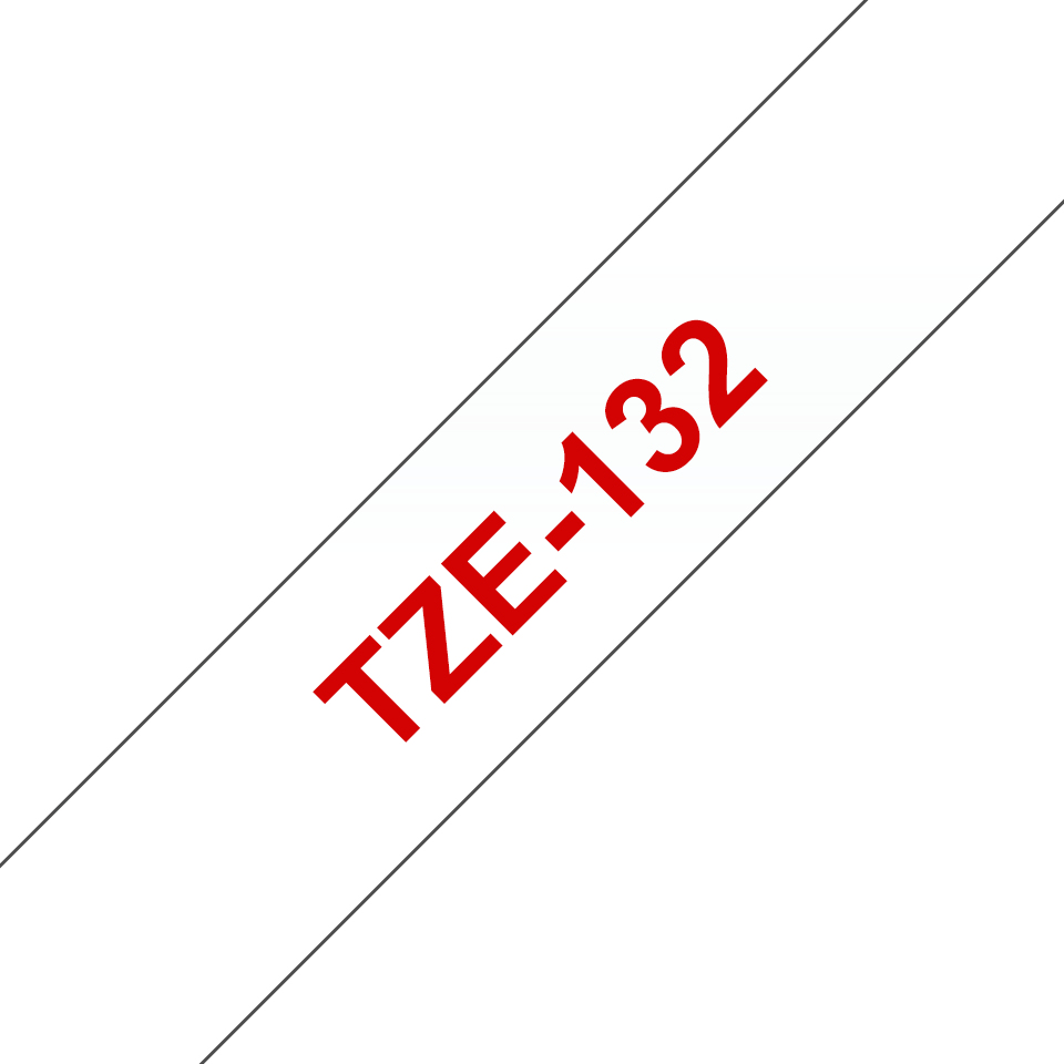 Brother TZe-132 - Rot auf durchsichtig - Rolle (1,2 cm x 8 m), Ansicht 2