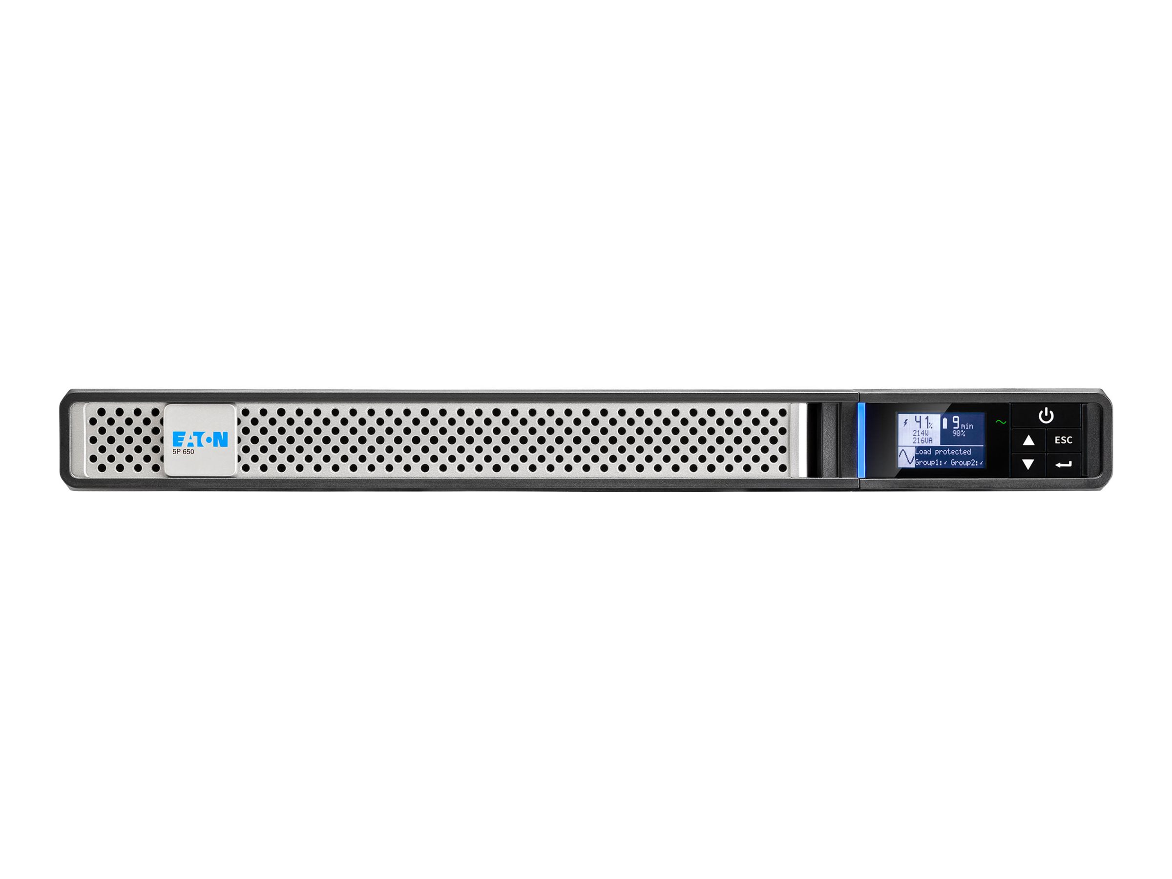 Eaton 5P 650iR - Gen 2 - USV (Rack - einbaufähig) - Wechselstrom 200/208/220/230/240 V - 520 Watt - 650 VA - 1-phasig - 9 Ah - RS-232, USB - Ausgangsanschlüsse: 4 - 1U - 48.3 cm (19")