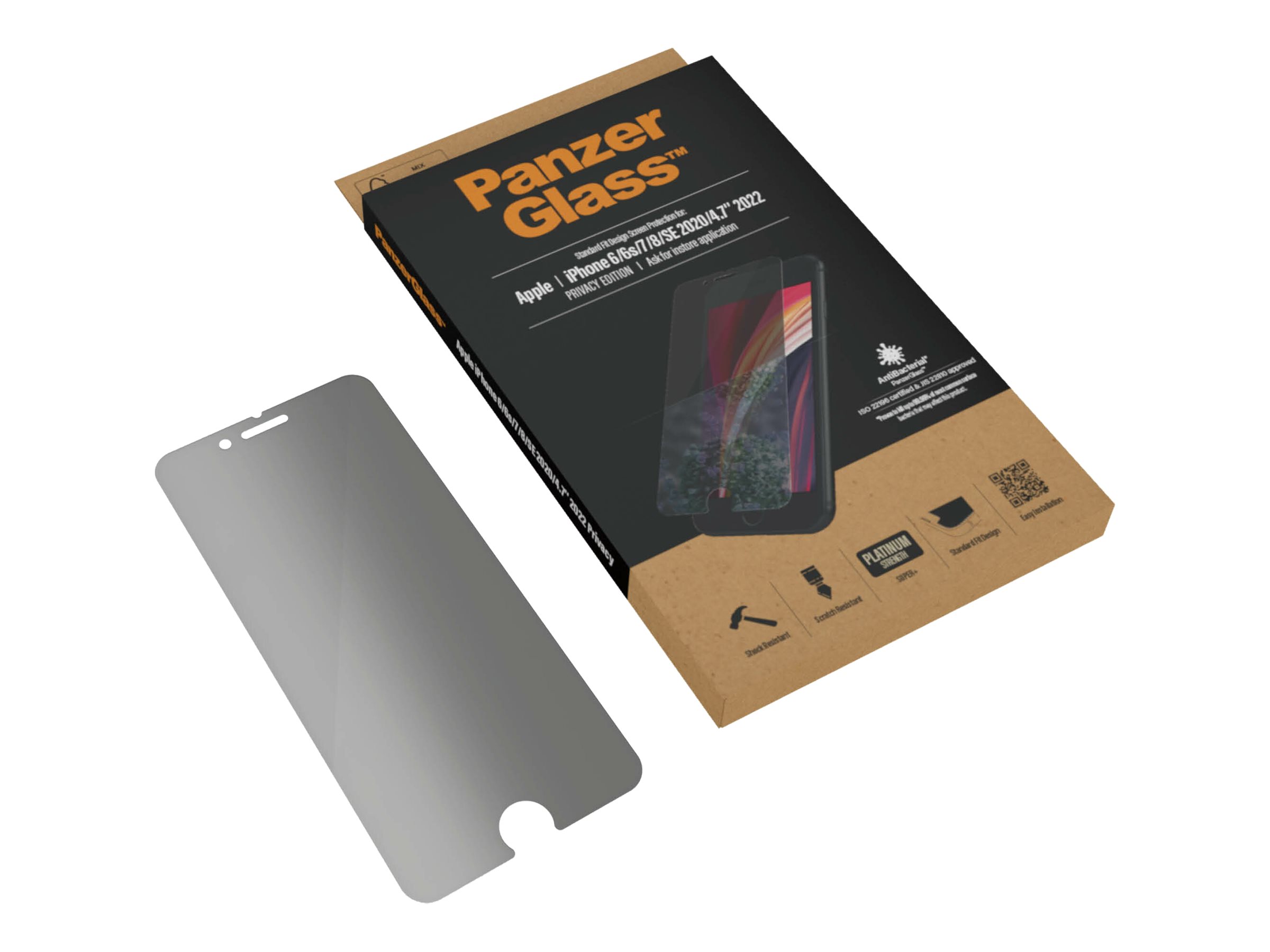 PanzerGlass Privacy - Bildschirmschutz für Handy - mit Sichtschutzfilter - für Apple iPhone 6, 6s, 7, 8, SE, Ansicht 2