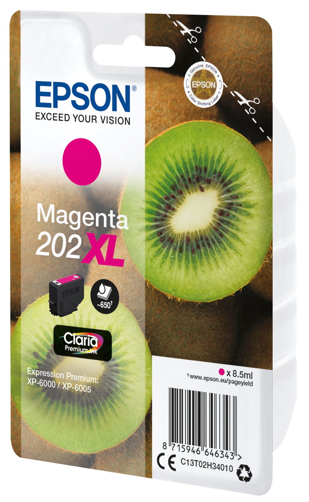 Epson Kiwi Singlepack Magenta 202XL Claria Premium Ink - Hohe (XL-) Ausbeute - Tinte auf Pigmentbasis - 8,5 ml - 650 Seiten - 1 Stück(e)