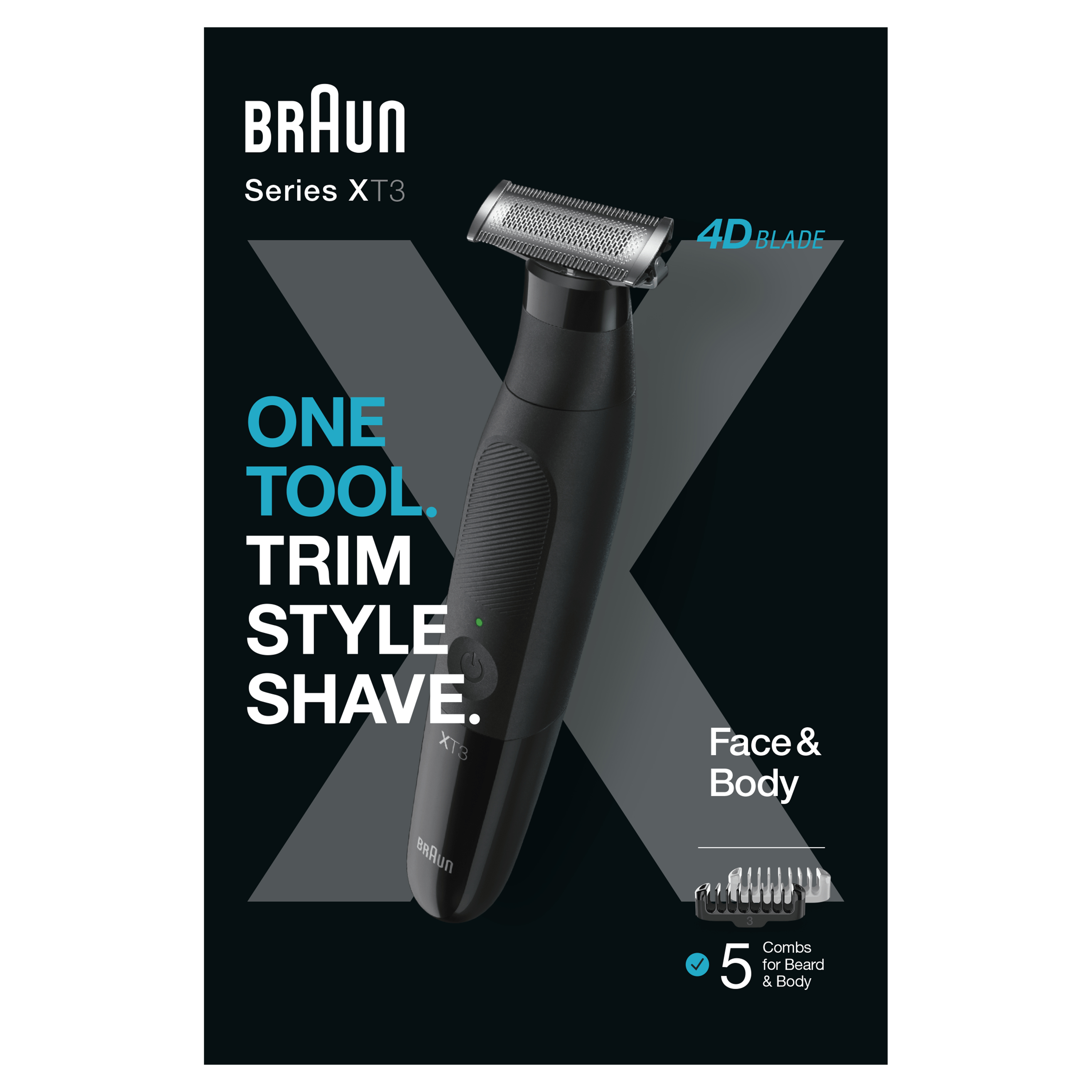 Braun XT3200 - Schwarz - Edelstahl - Rechteck - 1 mm - 5 mm - Universal, Ansicht 2