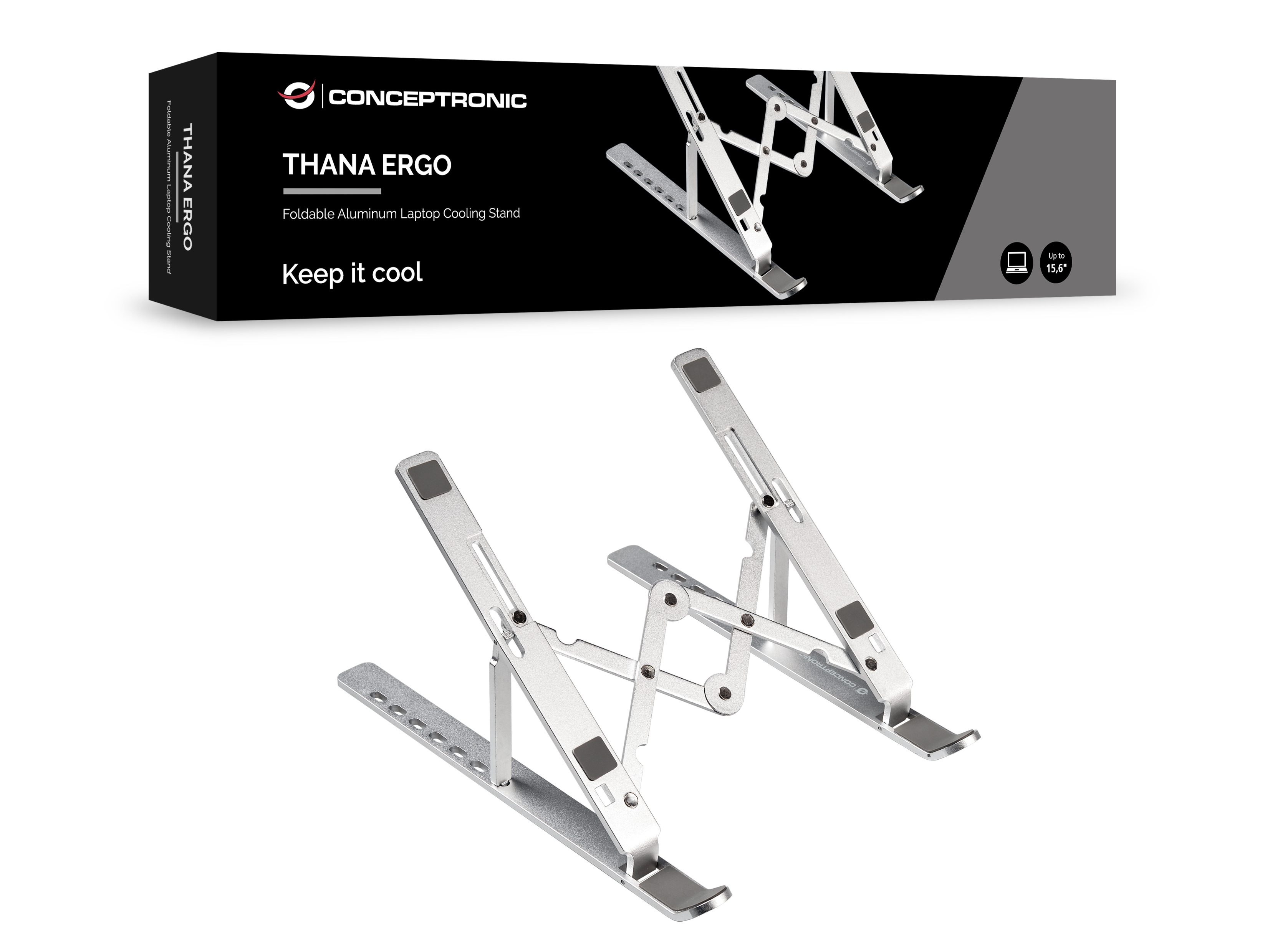 Conceptronic THANA04S ERGO Foldable Aluminum Laptop Cooling Stand, Ansicht 2