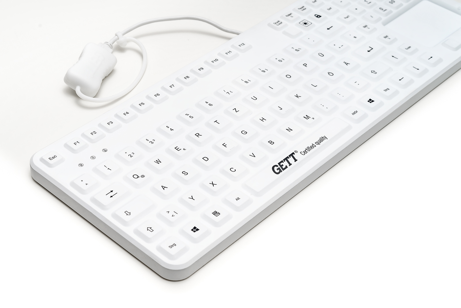 GETT CleanType Prime Touch+ TKG-109-GCQ-PR-TOUCH-KGEH-WHITE-IP68-MAG-BACKL-USB-CH - TL: Schweiz, QWERTZ, Ansicht 2