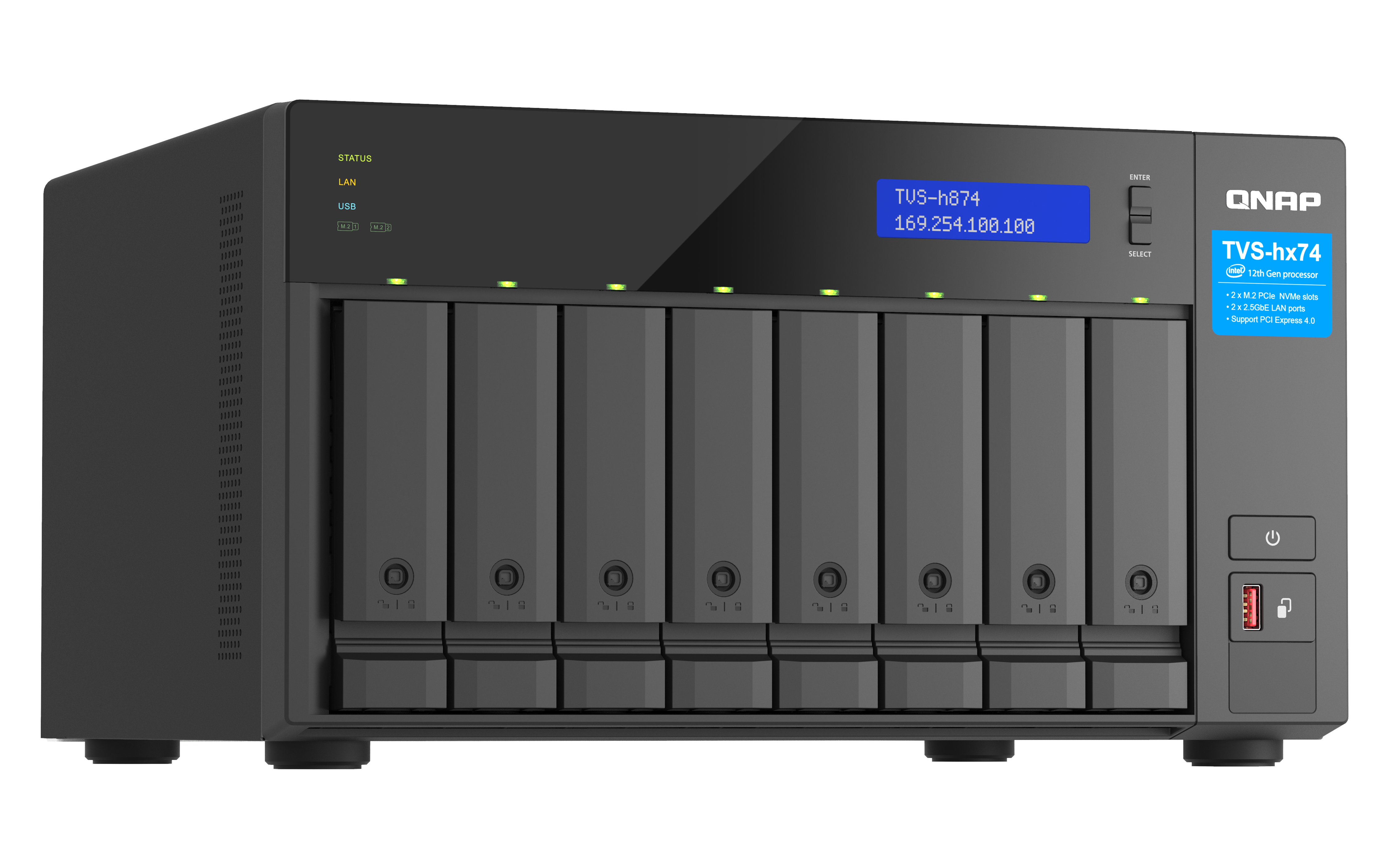 QNAP TVS-h874T-i7-32G 8 Bay Tower NAS, Ansicht 4