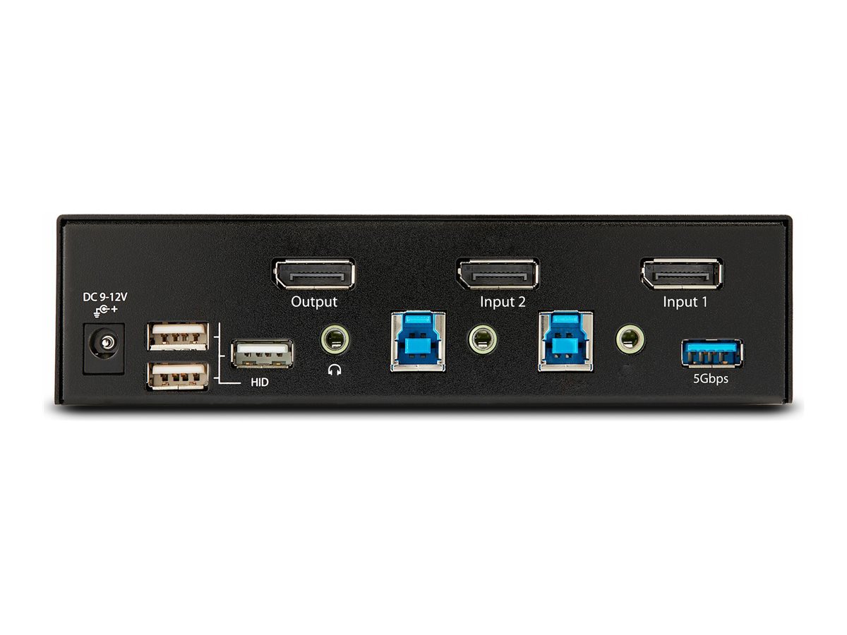 StarTech.com 2-Port DisplayPort KVM Switch 8K 60Hz  4K 144Hz Single Display DP 1.4 2x USB 3.0 Ports 4x USB 2.0 HID Ports Push-Button & Hotkey Switching TAA Compliant - OS Independent Metal Housing (D86A2-2-PORT-8K-KVM)