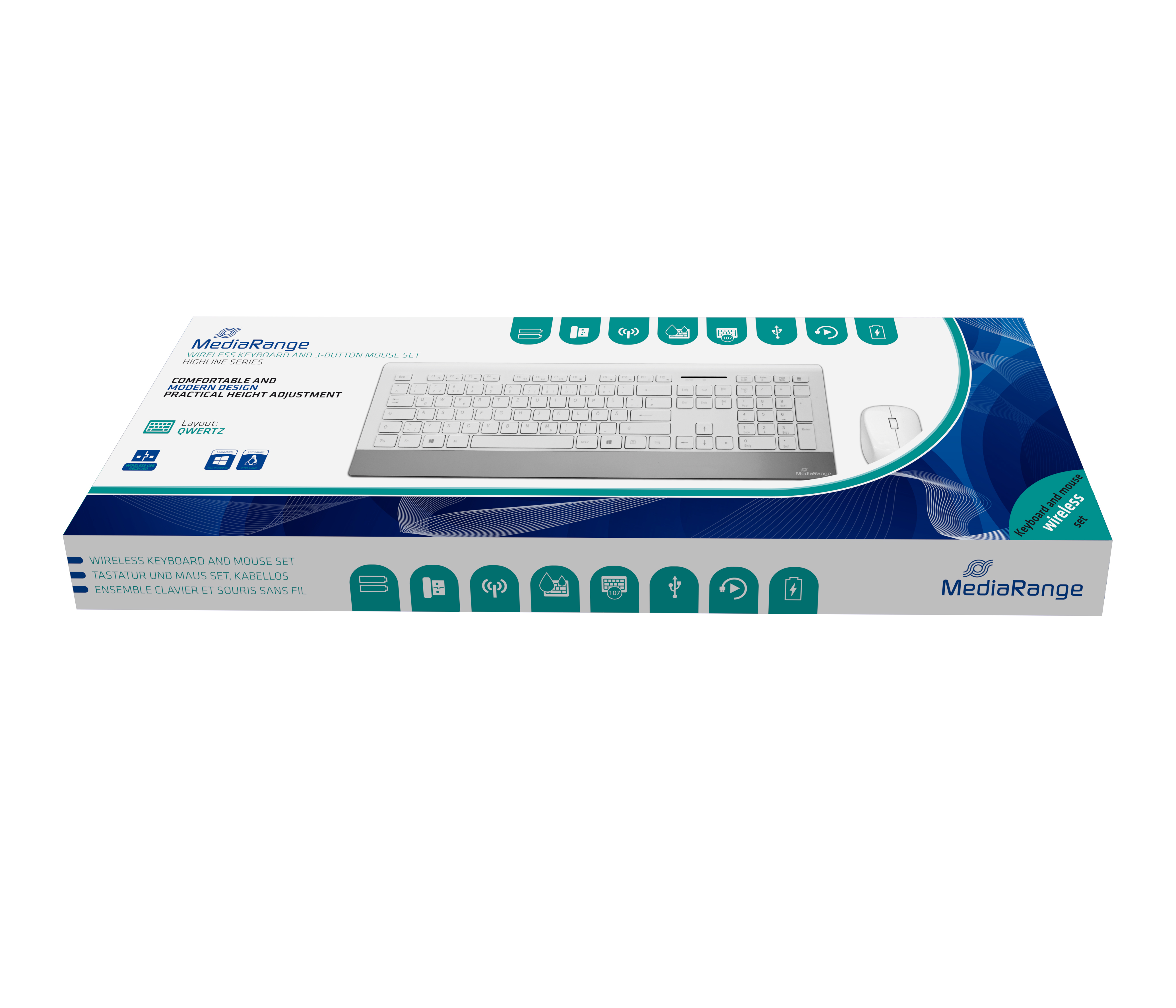 MEDIARANGE MROS106 - Highline Series - Tastatur-und-Maus-Set - TL: Deutsch, QWERTZ, Ansicht 2
