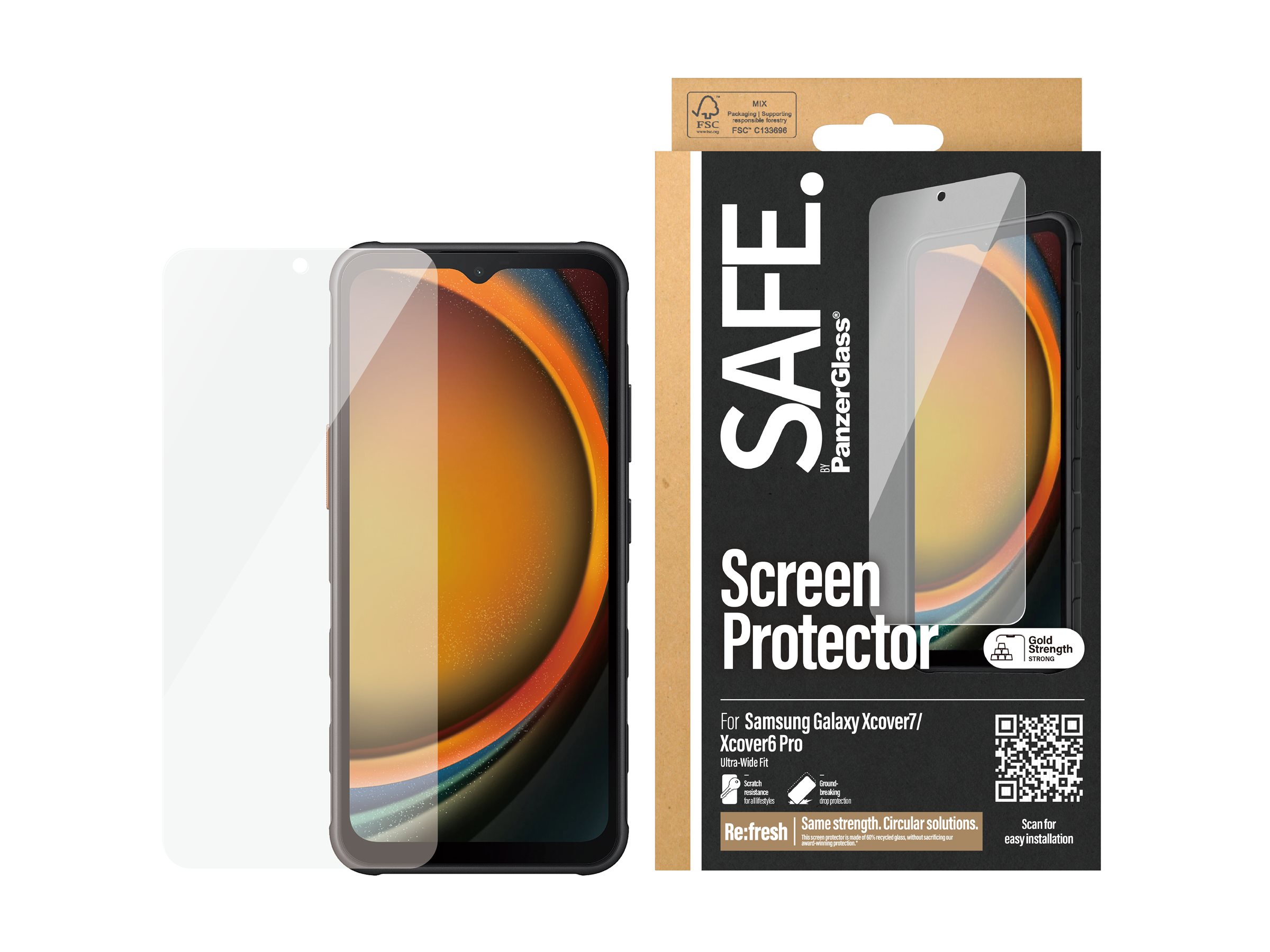 PanzerGlass SAFE. by PanzerGlass - Bildschirmschutz für Handy - ultrabreite Passform - Glas - 6.6 (Packung mit 50), Ansicht 2