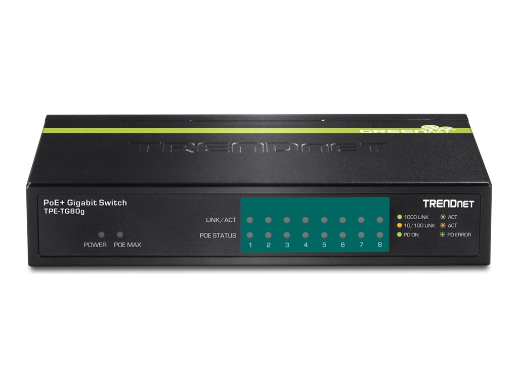 TRENDnet TPE TG80G GREENnet PoE+ Switch - Switch - 8 x 101001000 (PoE+)