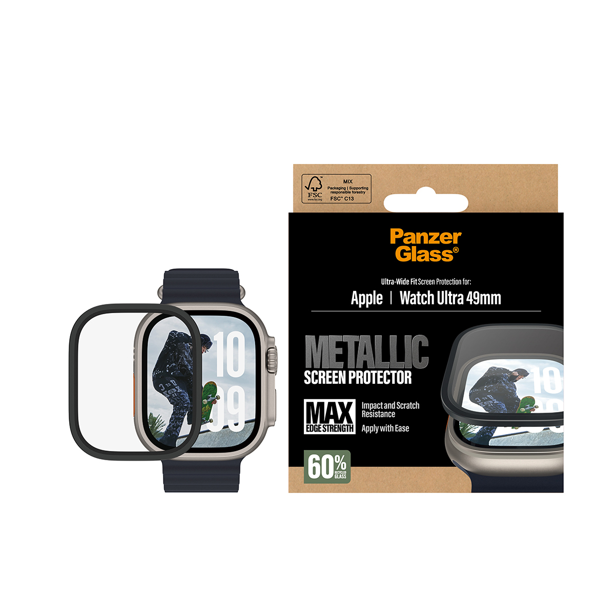 PanzerGlass Screen Protector w. Black Metal Frame Apple Watch 2025| Ultra 2|, Ansicht 2