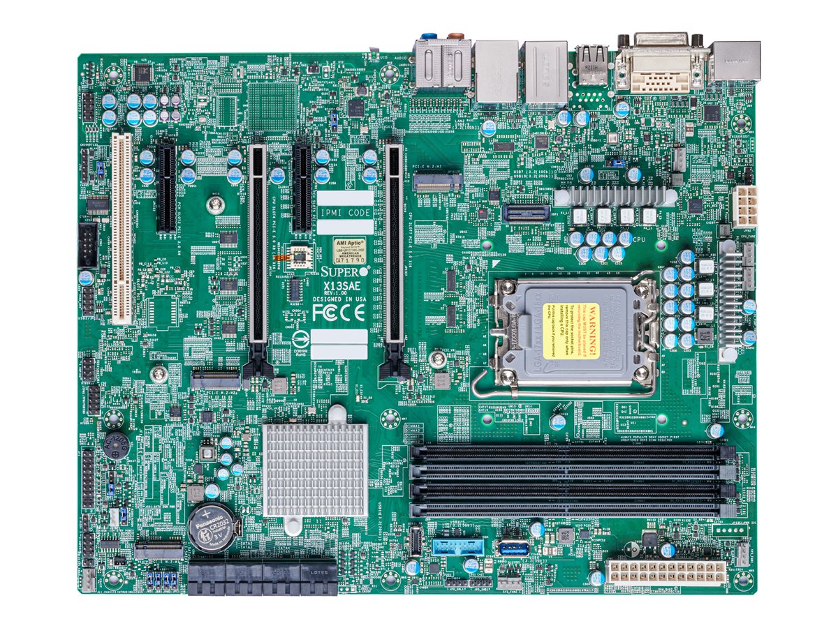 Supermicro X13SAE - Motherboard - ATX - LGA1700 Sockel - W680 Chipsatz - USB 3.2 Gen 1, USB 3.2 Gen 2, USB-C 3.2 Gen 2x2 - Gigabit LAN, 2.5 Gigabit LAN - Onboard-Grafik (CPU erforderlich)