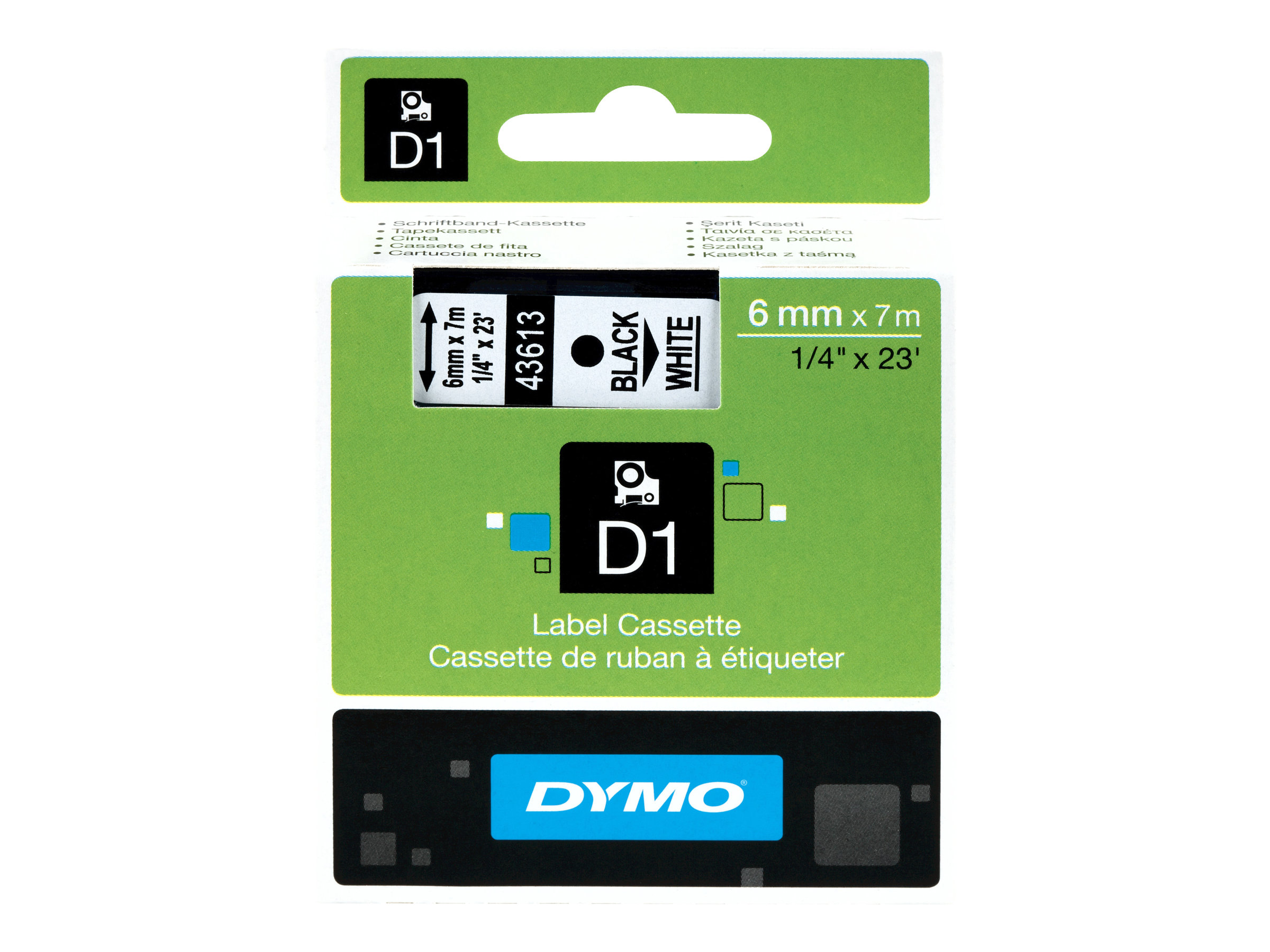 Dymo D1 - Polyester - selbstklebend - Schwarz auf Weiß - Rolle (06 cm x 7 m)