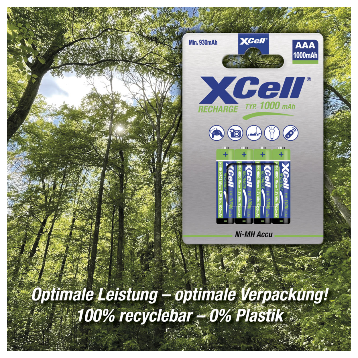 XCell Akku X1000 Ni-MH Micro AAA 4St. - Akku - Micro (AAA), Ansicht 2