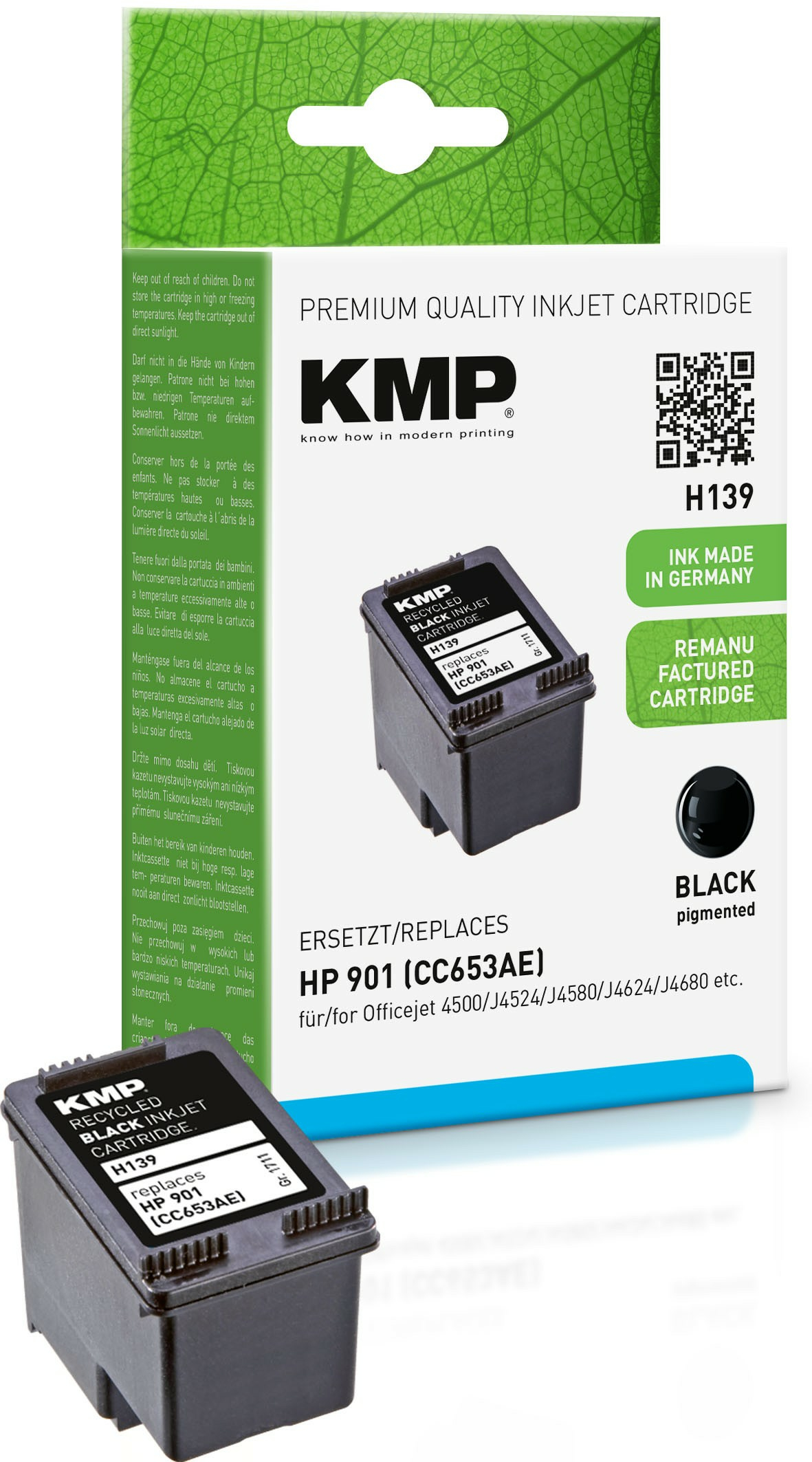 KMP H139 - 4 ml - Schwarz - kompatibel - Tintenpatrone (Alternative zu: HP 901, HP CC653AE), Ansicht 3