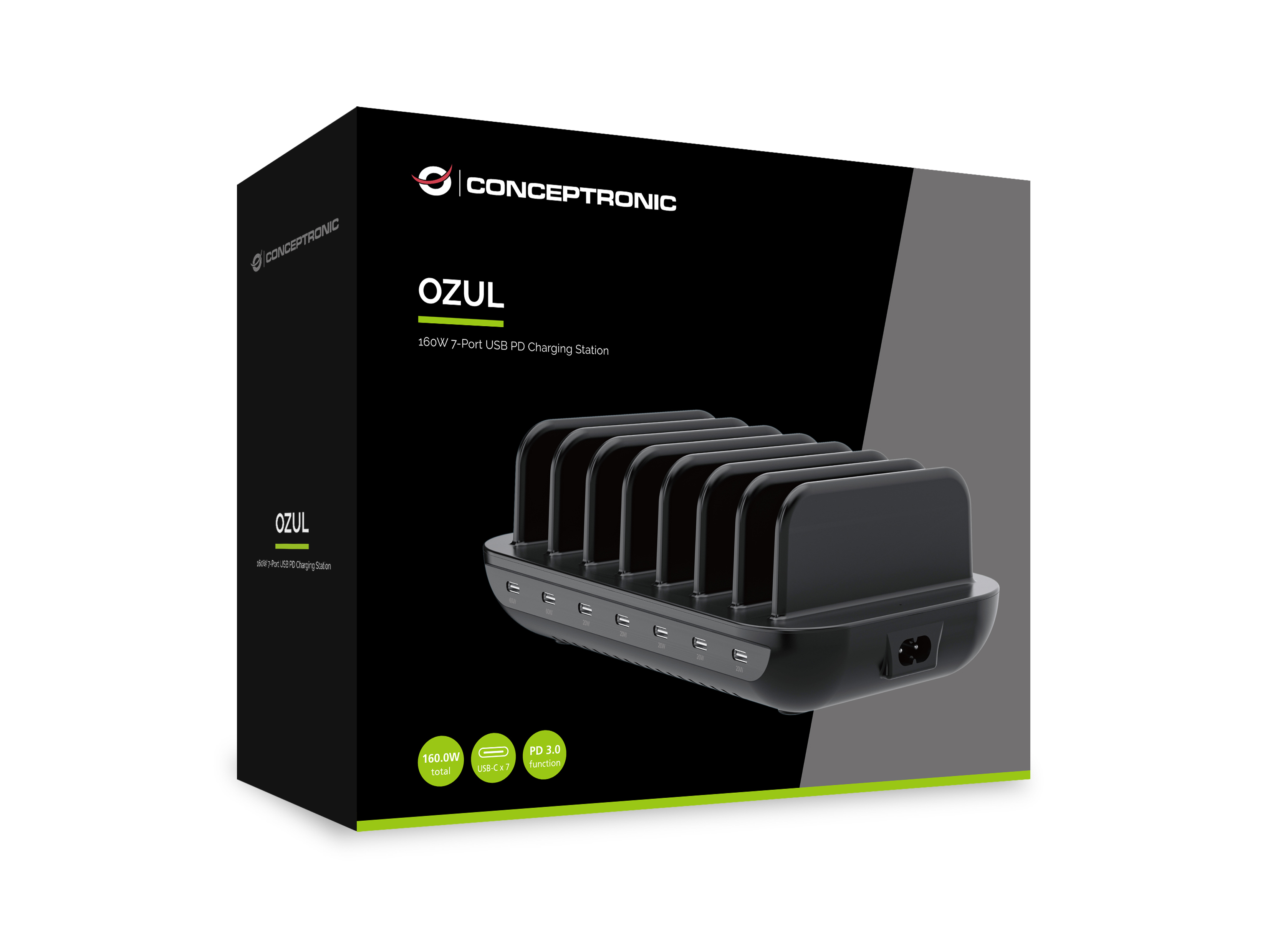 Conceptronic 160W 7-Port USB PD Charging Station - USB-C x 7 - 3.0, Ansicht 3
