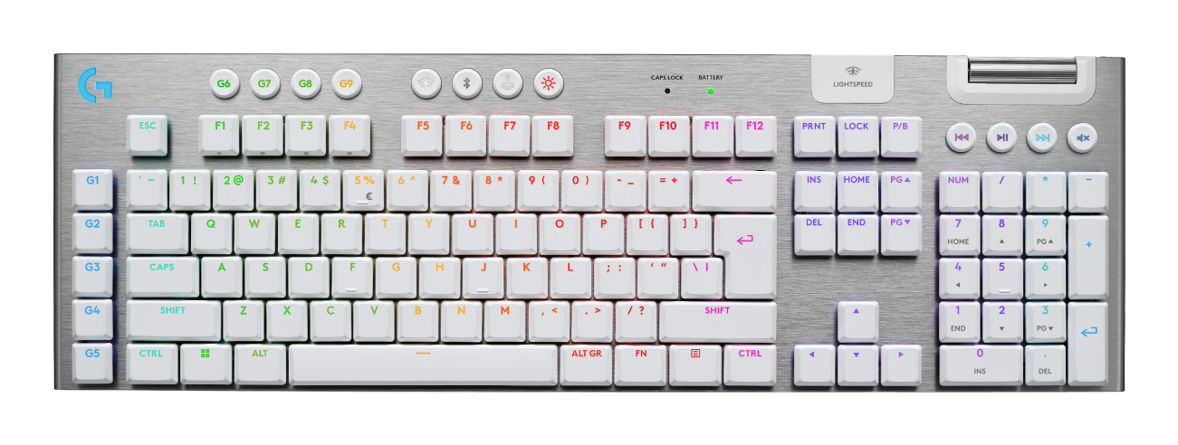 Logitech G G915 X - Tastatur - LIGHTSPEED - kabellos - Bluetooth - USB - GL Tactile - weiß - TL: US, QWERTY, Ansicht 2