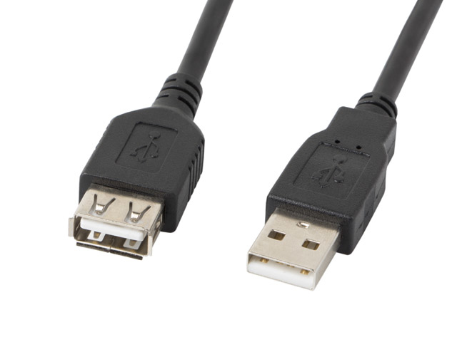 Lanberg CA-USBE-10CC-0018-BK - 1,8 m - USB A - USB A - USB 2.0 - 0,48 Gbit/s - Schwarz, Ansicht 3