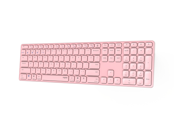 Rapoo E9800M - Kabellos - RF Wireless + Bluetooth - Pink - TL: Deutsch, QWERTZ, Ansicht 3