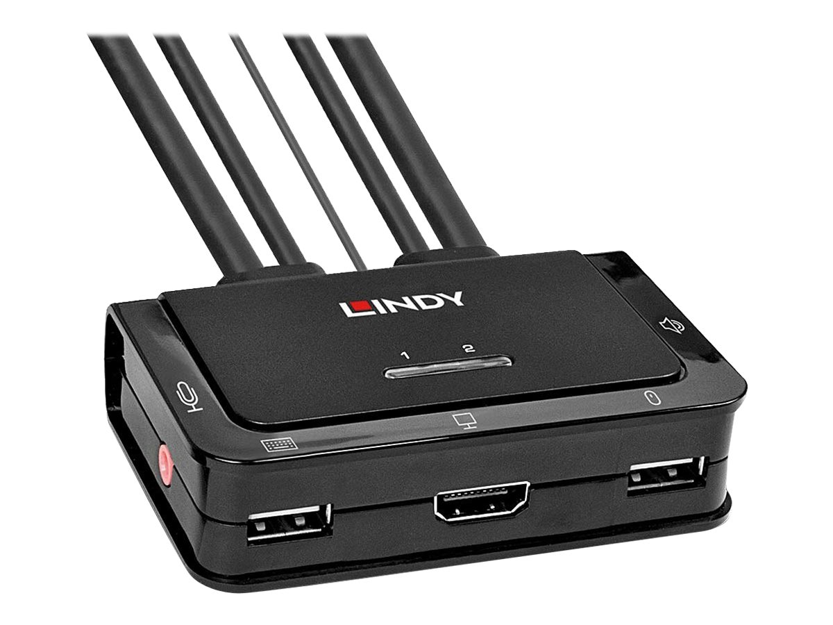 Lindy 2 Port HDMI 2.0 18G, USB 2.0 KVM Switch mit Audio