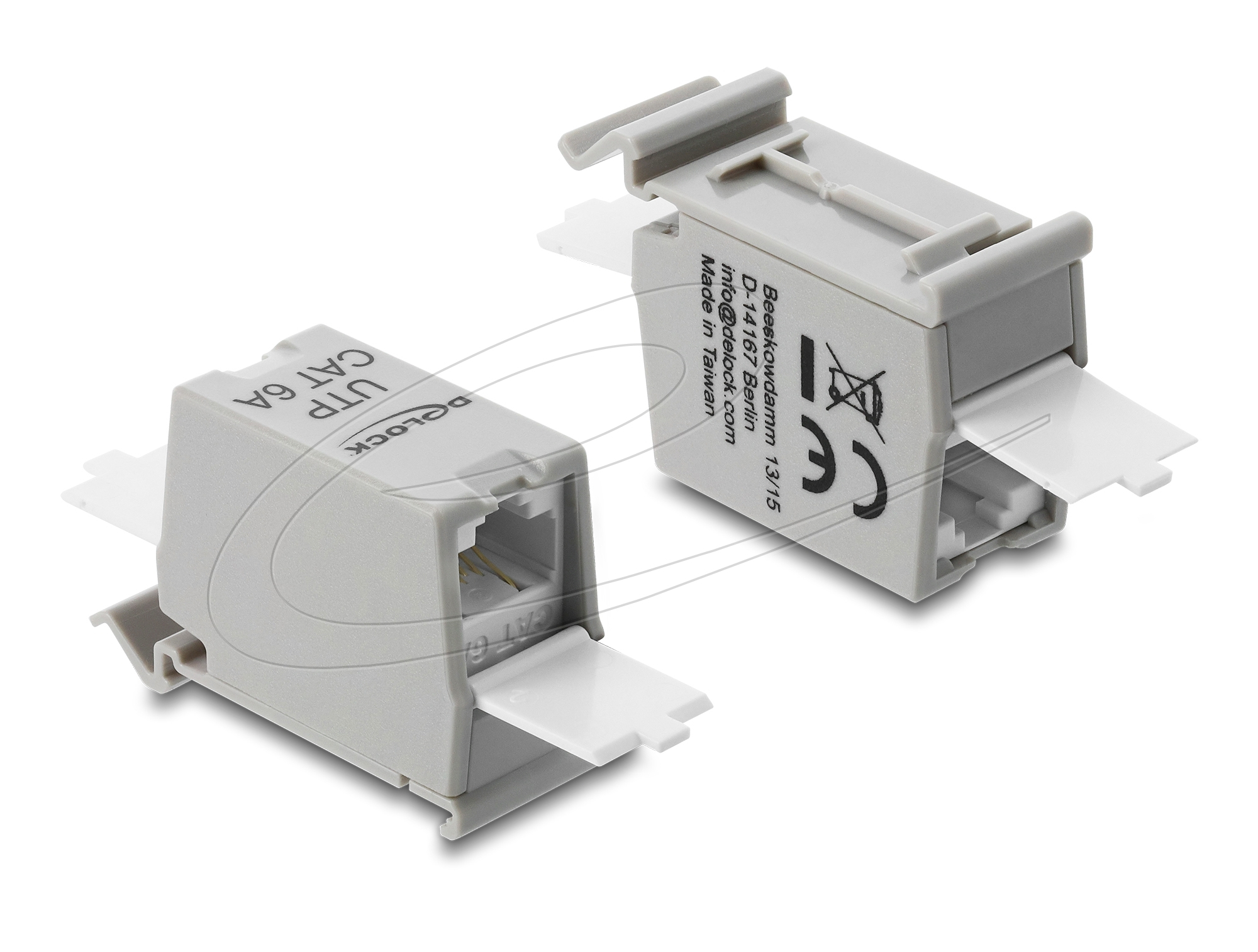 Delock RJ45 Kupplung Cat.6A Buchse zu mit Staubschutzklappe für Hutschienen Montage - Netzwerk, Ansicht 2