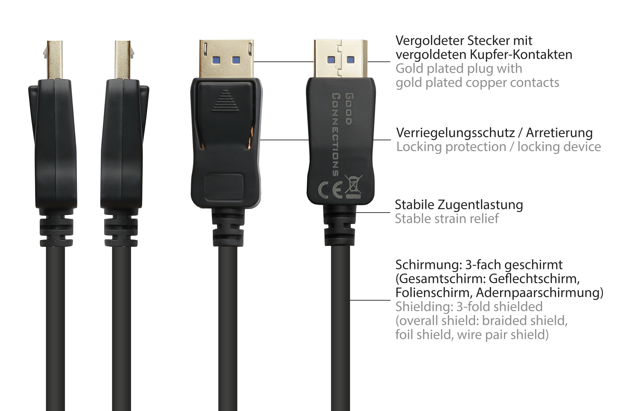 Good Connections DP20-015 - 1,5 m - DisplayPort - DisplayPort - Männlich - Männlich - 3840 x 2160 Pixel, Ansicht 2