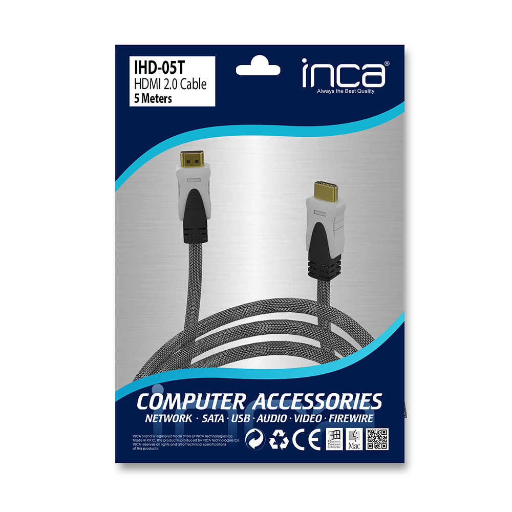 INCA IHD-05T - 5 m - HDMI Typ A (Standard) - HDMI Typ A (Standard) - Schwarz, Ansicht 2