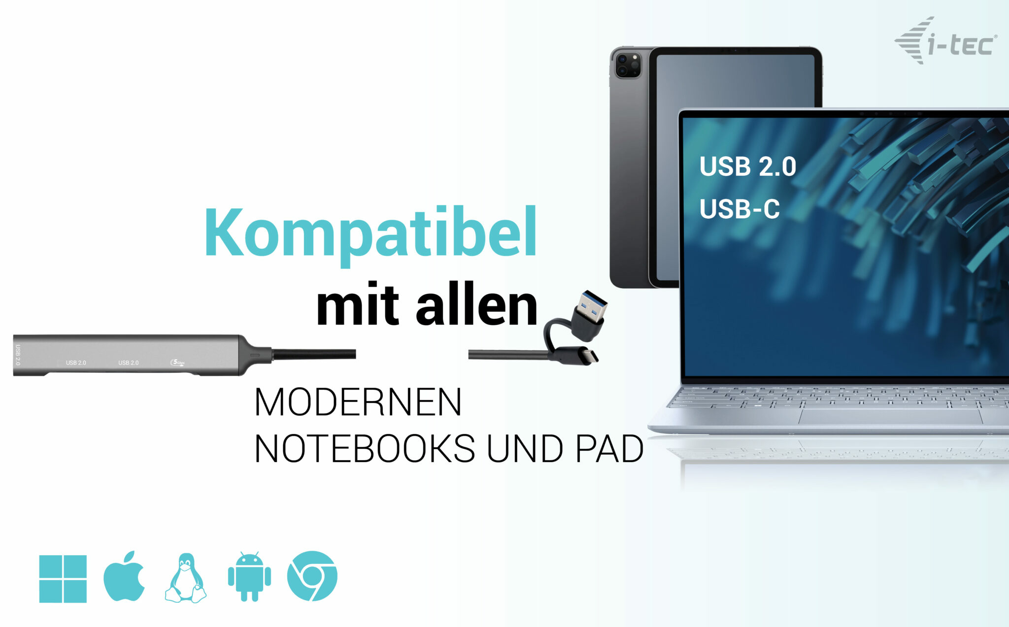i-tec USB-A/USB-C Metal HUB 1x USB-C 3.1+ 3x USB 2.0, Ansicht 2