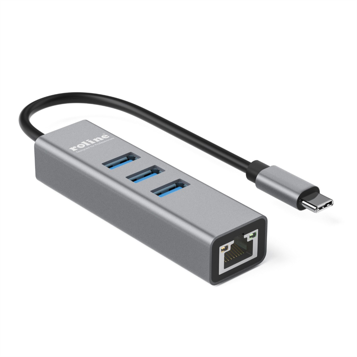 ROLINE USB Typ C - Gigabit Ethernet Konverter+ Hub 3x