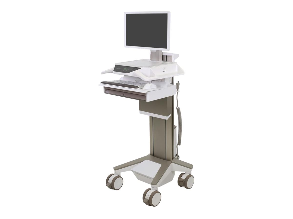 Ergotron CareFit Pro - Wagen - Electric Lift - für LCD-Display  PC-Ausrüstung - verriegelbar - medizinisch - weiß Warm Gray - Bildschirmgröße: bis zu 686 cm (bis zu 27 Zoll)