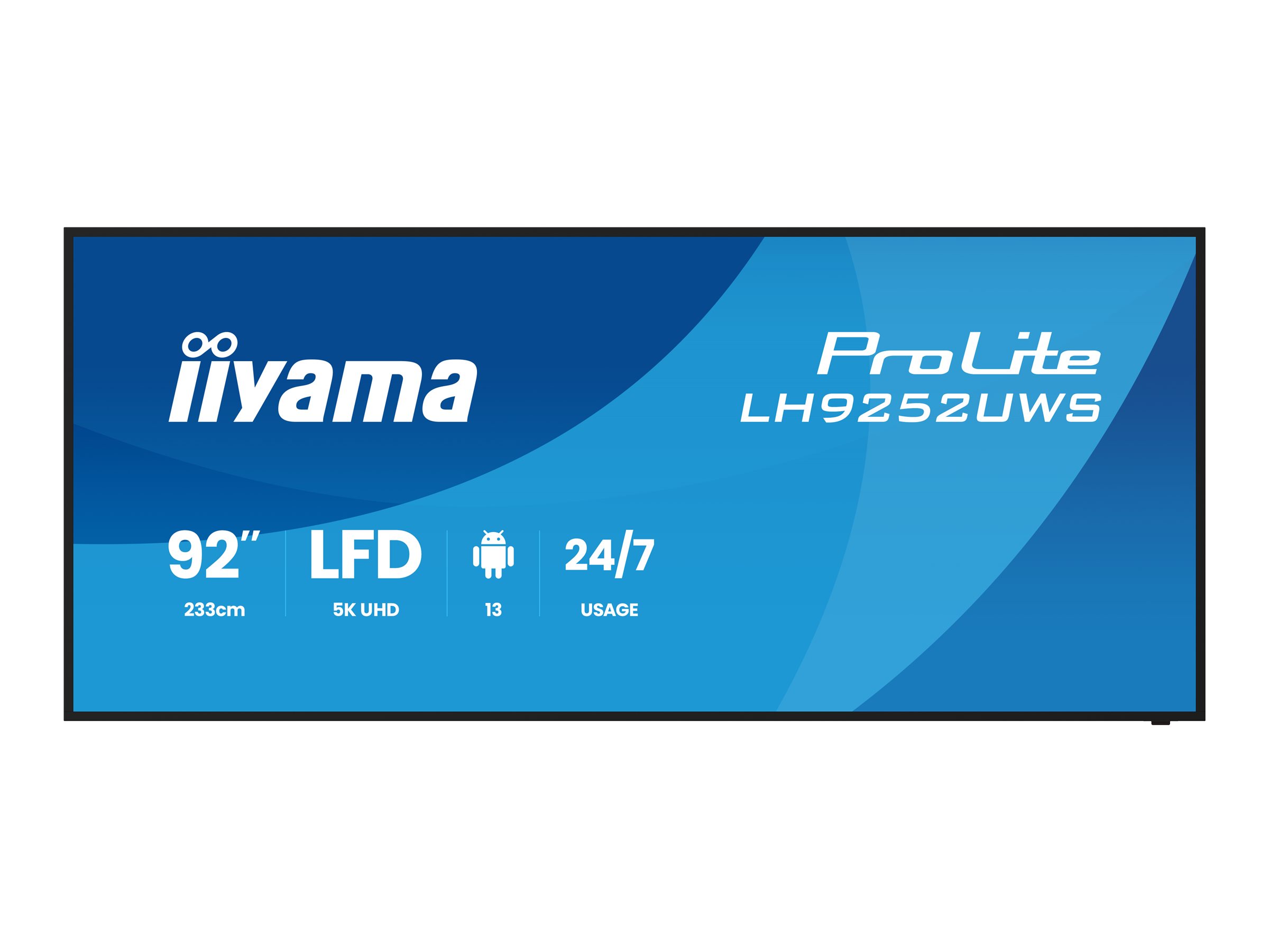 Iiyama ProLite LH9252UWS-B1AG - 234 cm (92") Diagonalklasse LCD-Flachbildschirmanzeige - Digital Signage - mit Integrierter SoC-Mediaplayer - Android - 5K UHD (2160p)