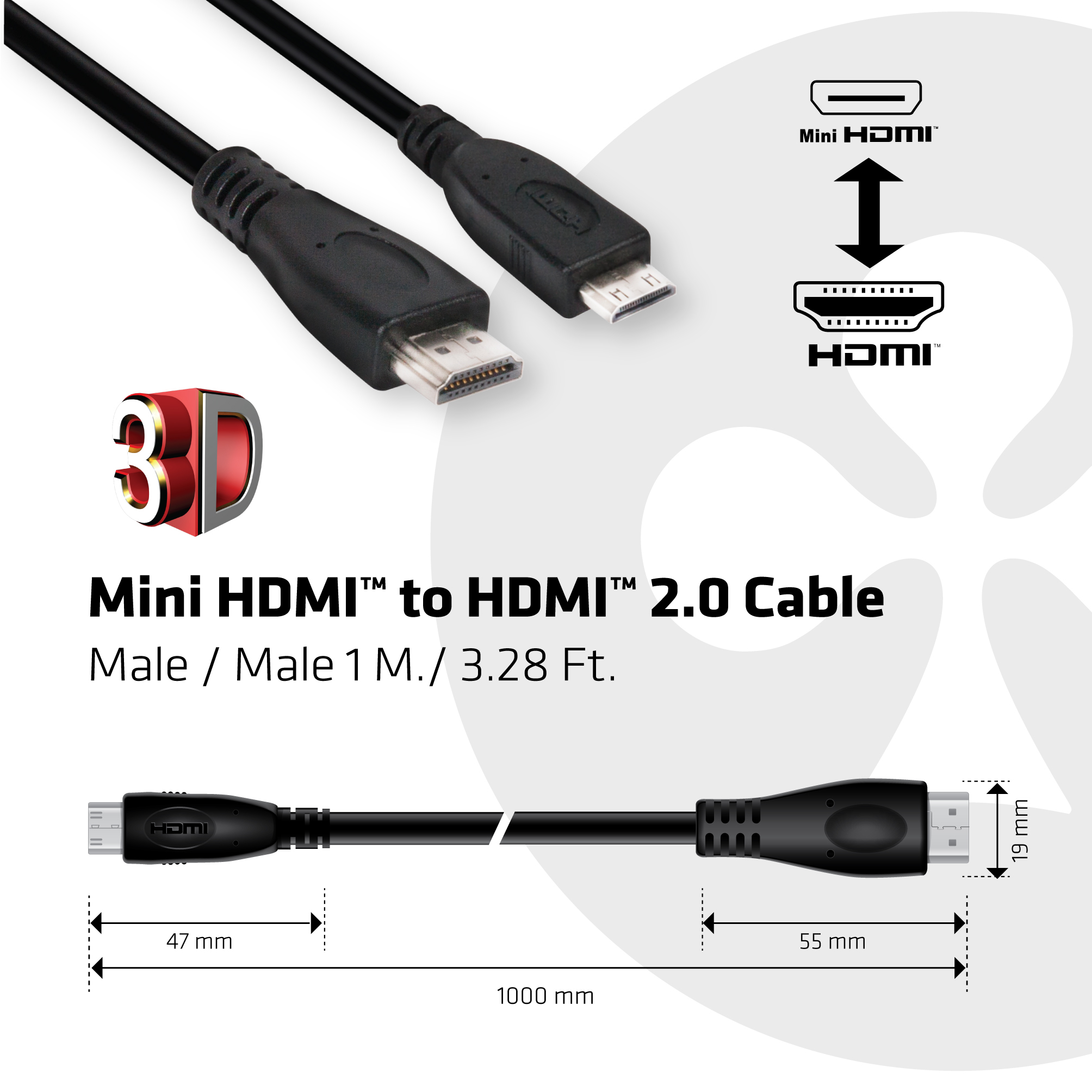 Club 3D CAC-1350 - HDMI-Kabel - mini HDMI (M), Ansicht 4